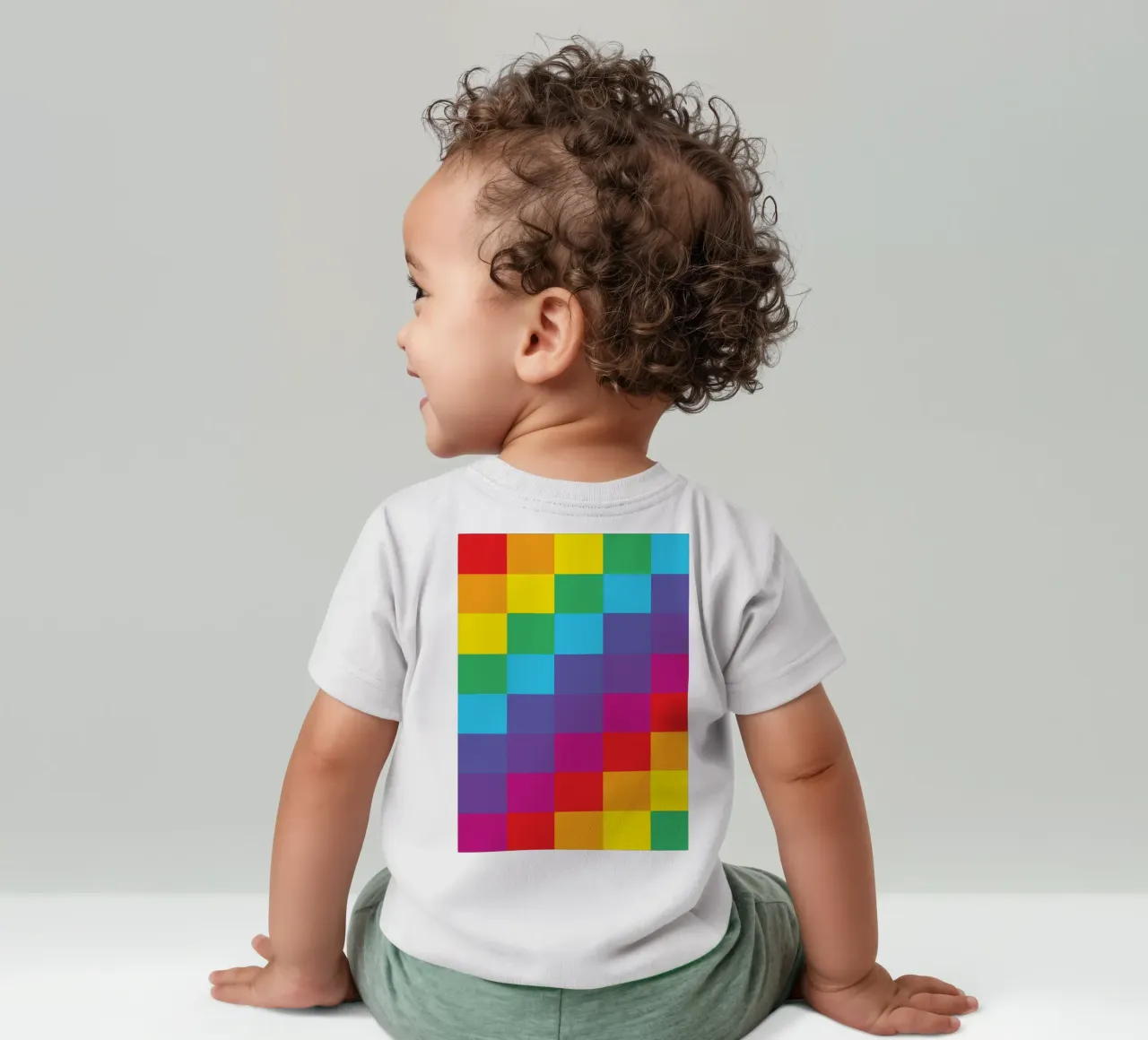 quadrato arcobaleno colore vettoriale maglietta neonato da Plumpz