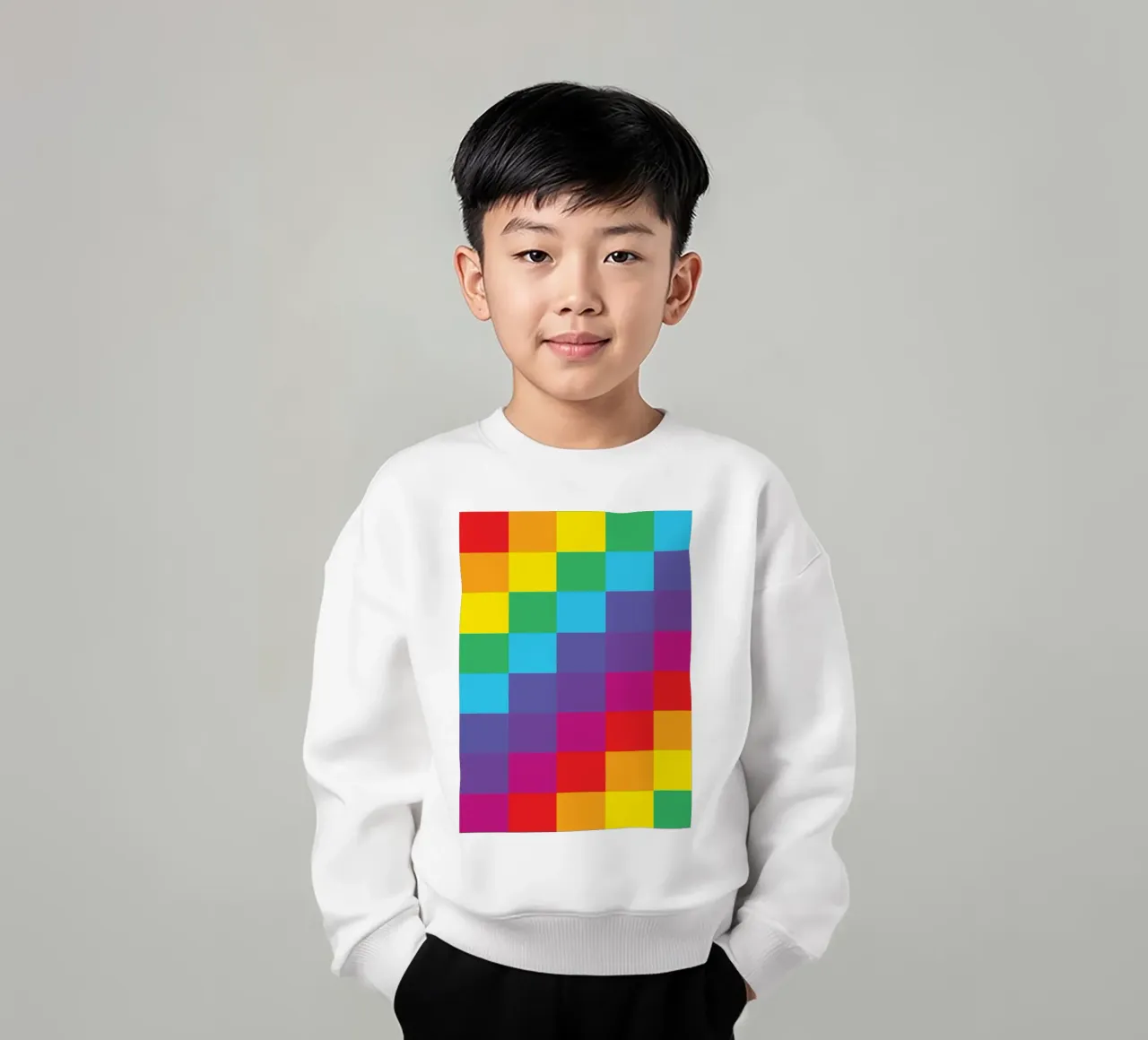quadrato arcobaleno colore vettoriale felpa bambino da Plumpz