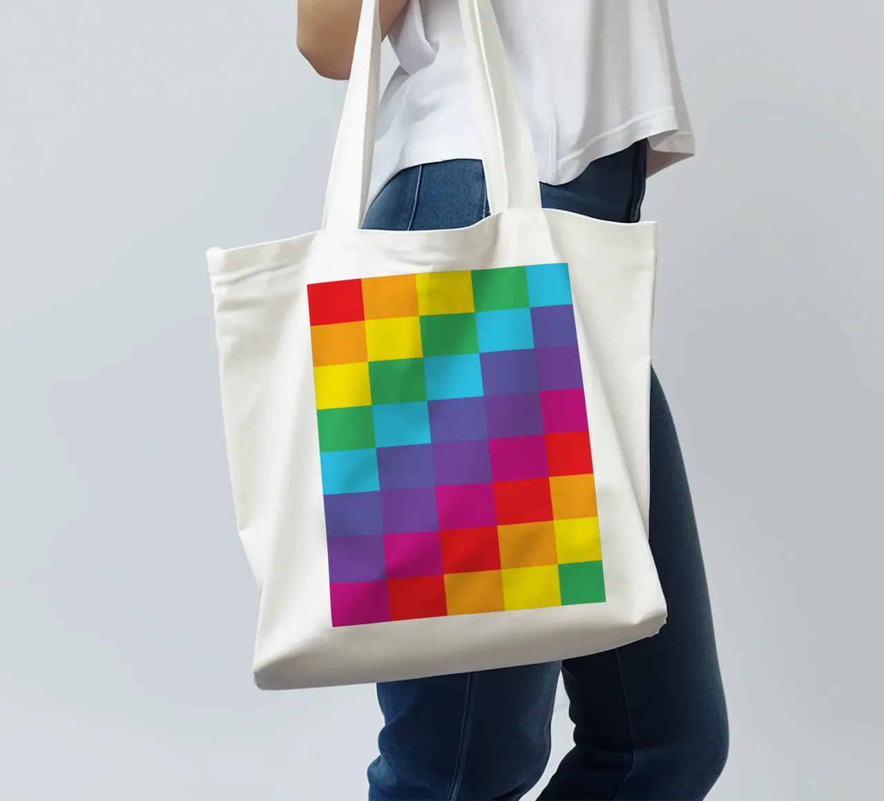 quadrato arcobaleno colore vettoriale borsa in juta da Plumpz