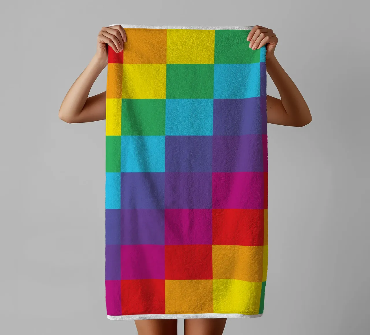 quadrato arcobaleno colore vettoriale asciugamano da bagno da Plumpz