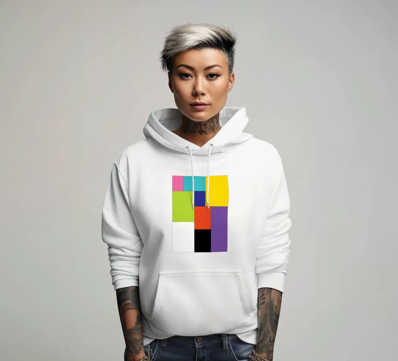 rettangolo colore semplice felpa con cappuccio da Plumpz