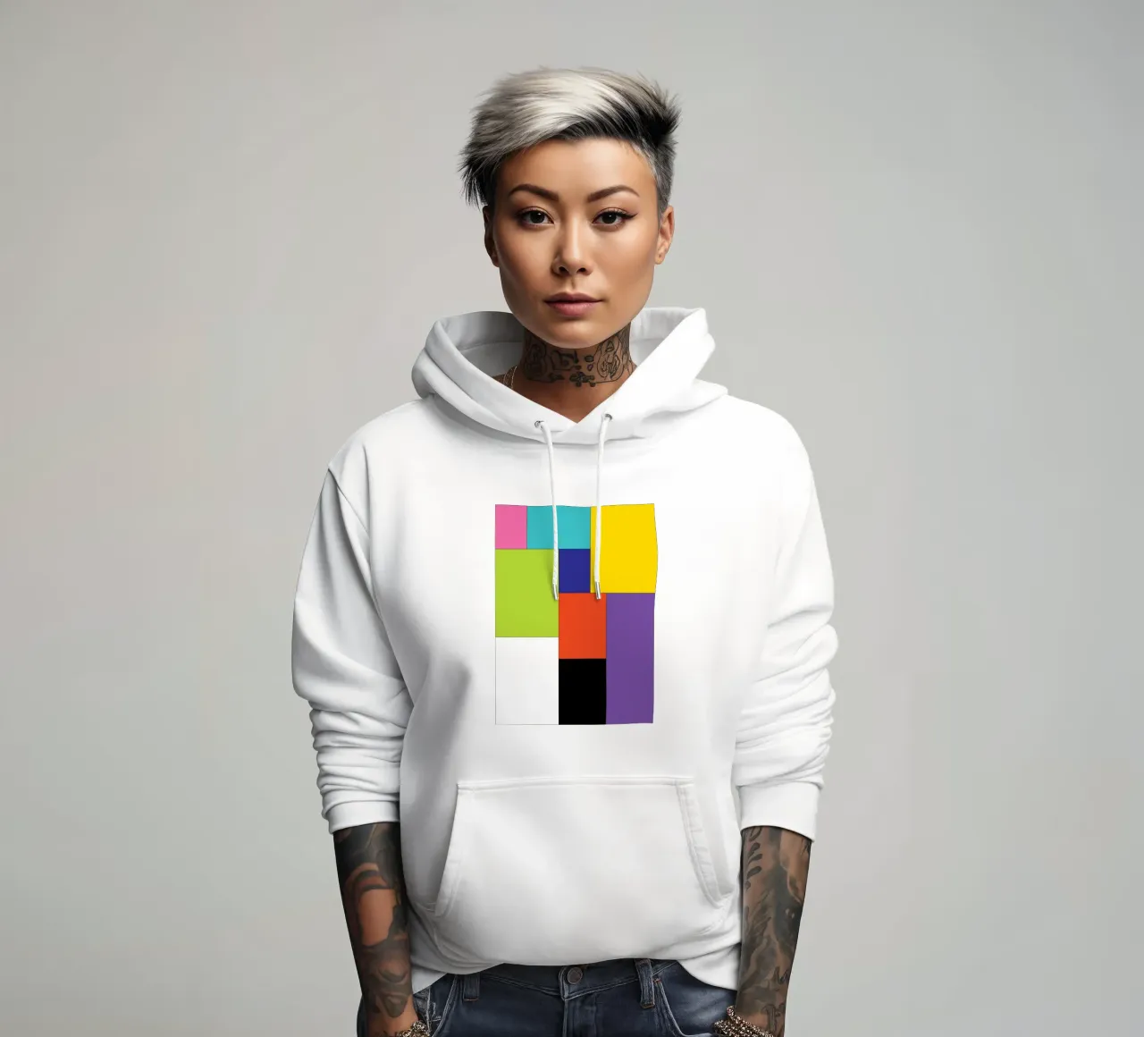 rettangolo colore semplice felpa con cappuccio da Plumpz