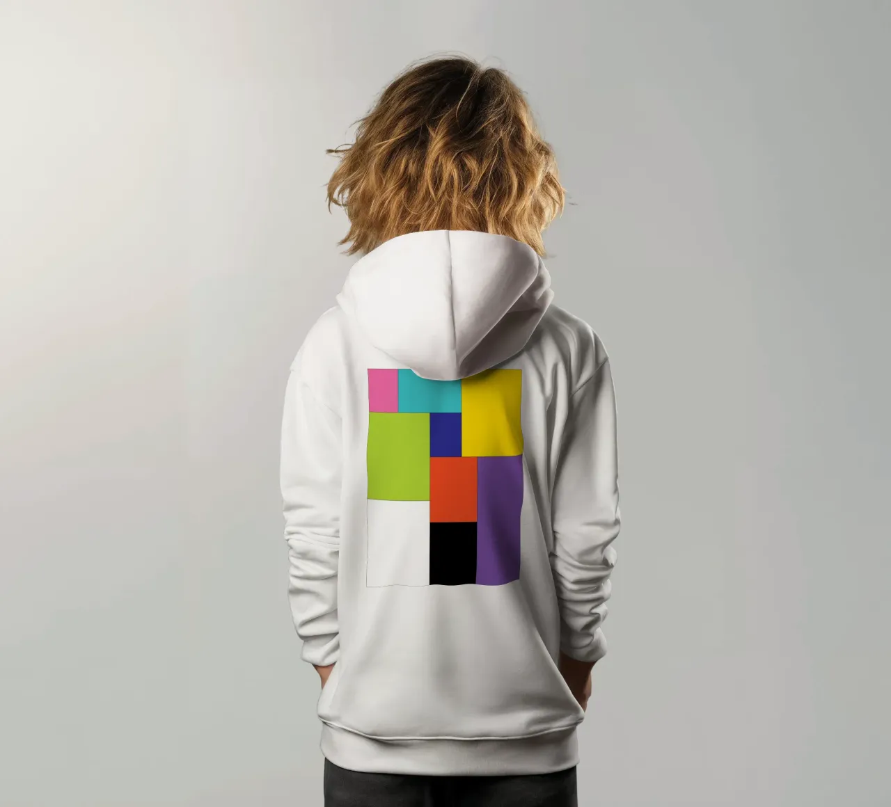 rettangolo colore semplice felpa bambino con cappuccio da Plumpz