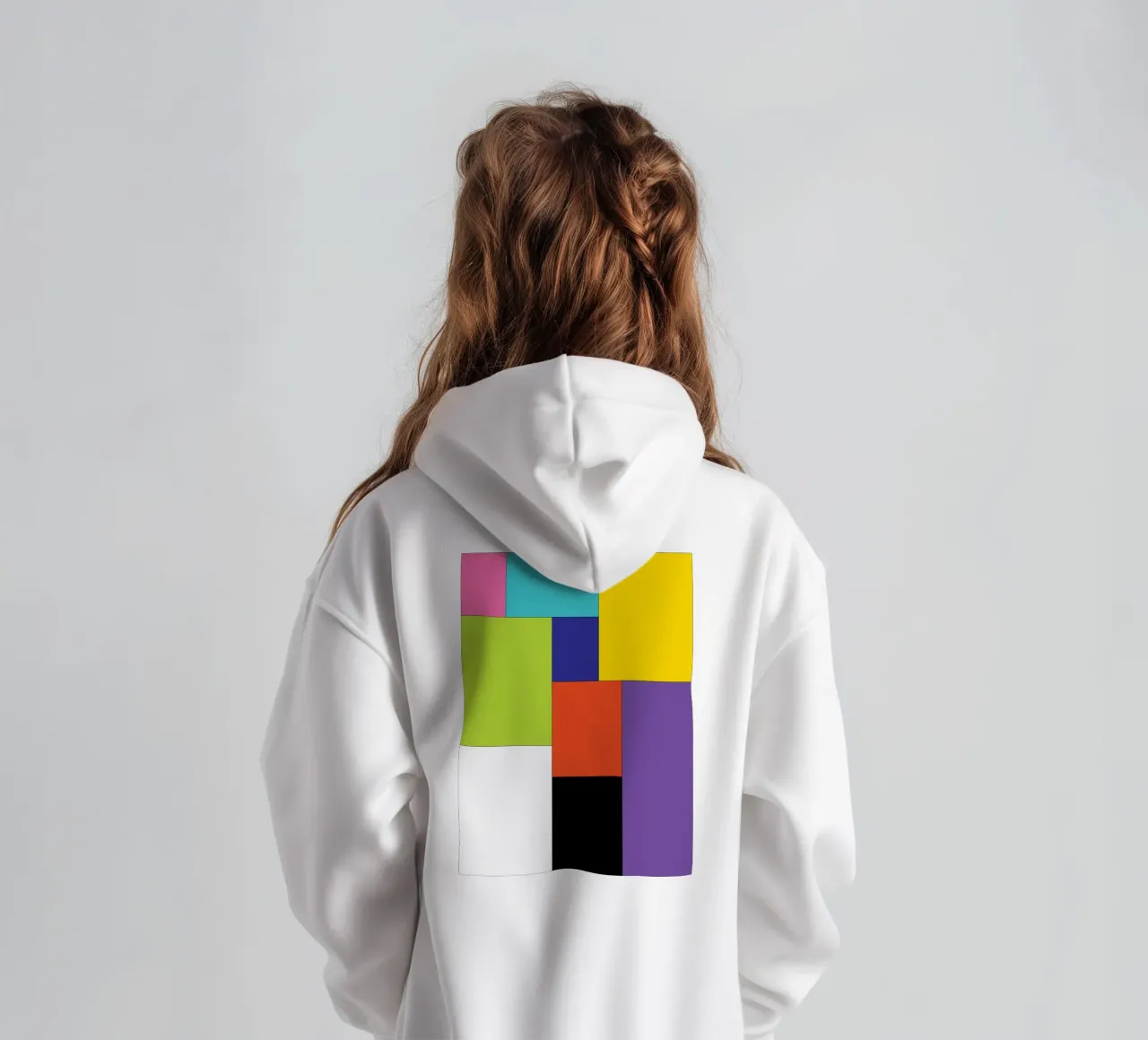 rettangolo colore semplice felpa bambino con cappuccio da Plumpz