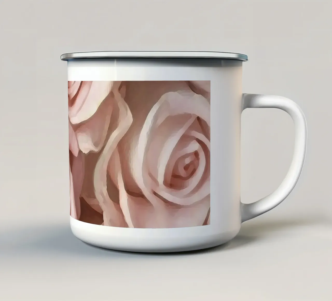Rose rosa tazza in smalto da beamorello