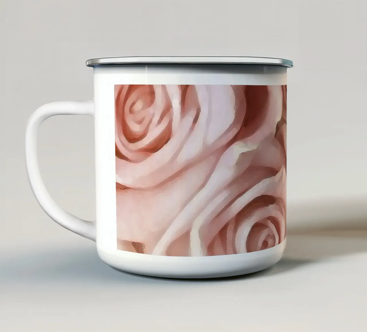 Rose rosa tazza in smalto da beamorello