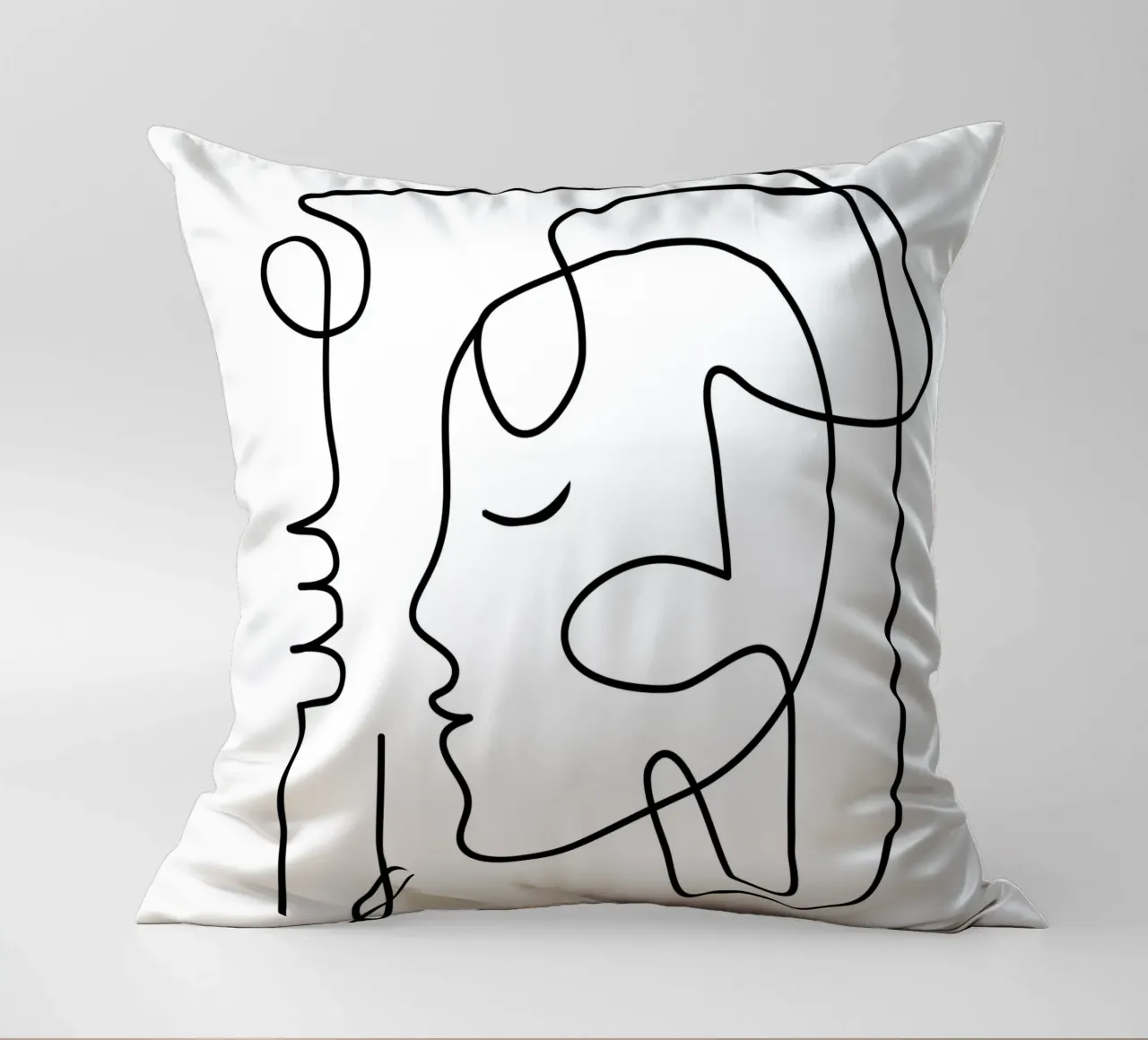 One Line Portrait 3 cuscino da Flow Line