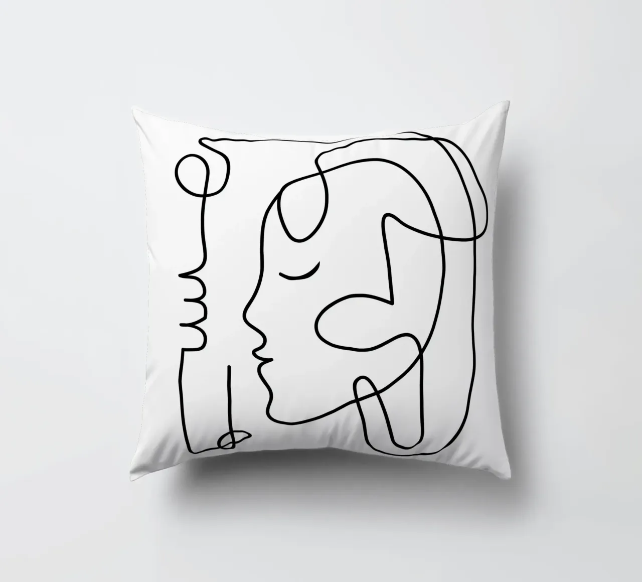 One Line Portrait 3 cuscino da Flow Line