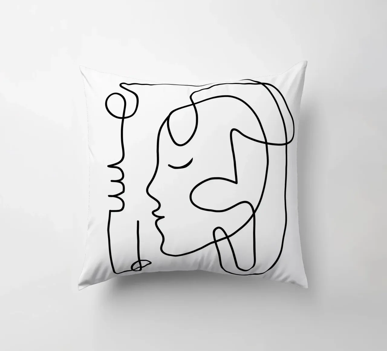 One Line Portrait 3 cuscino da Flow Line