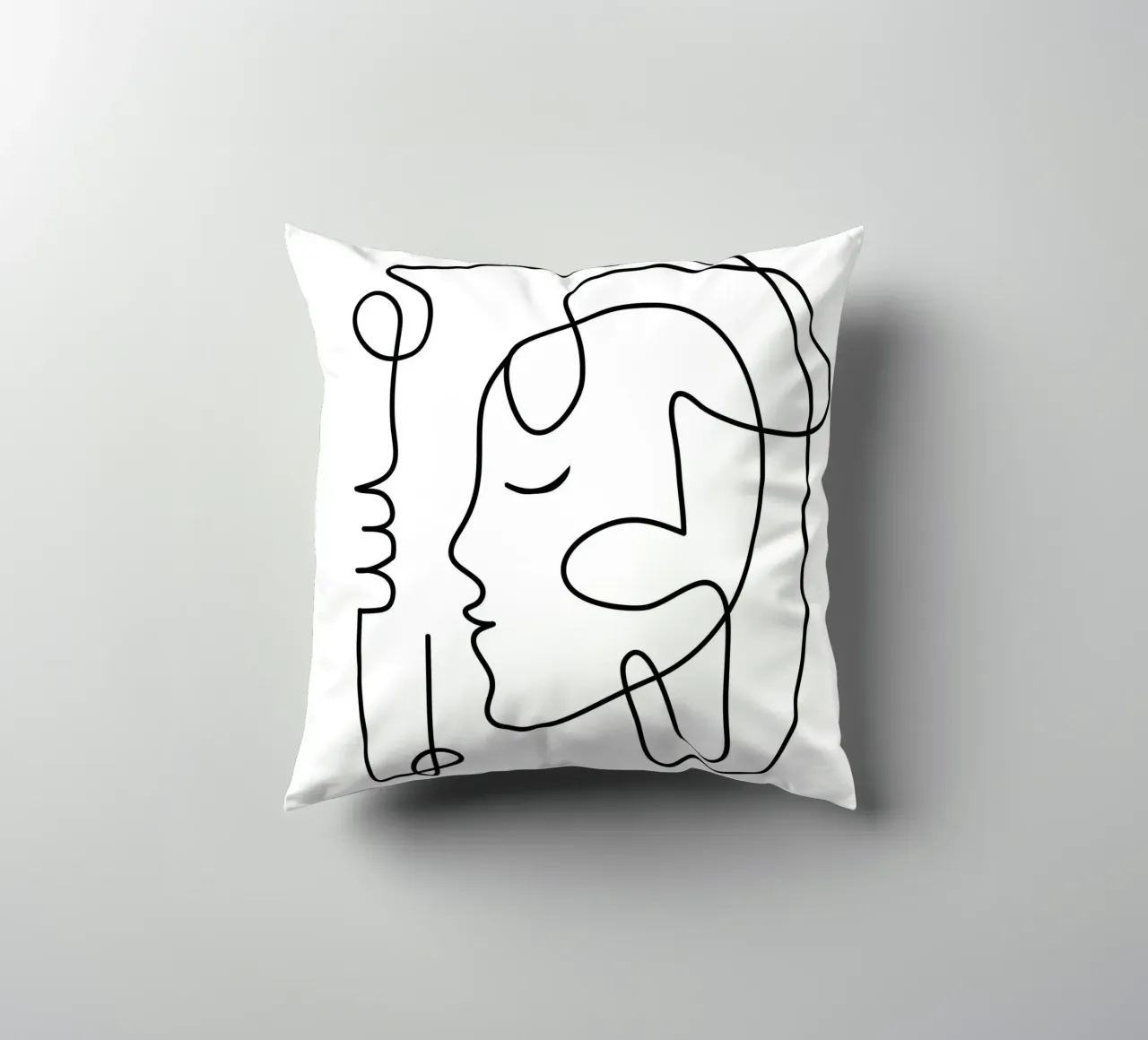One Line Portrait 3 cuscino da Flow Line