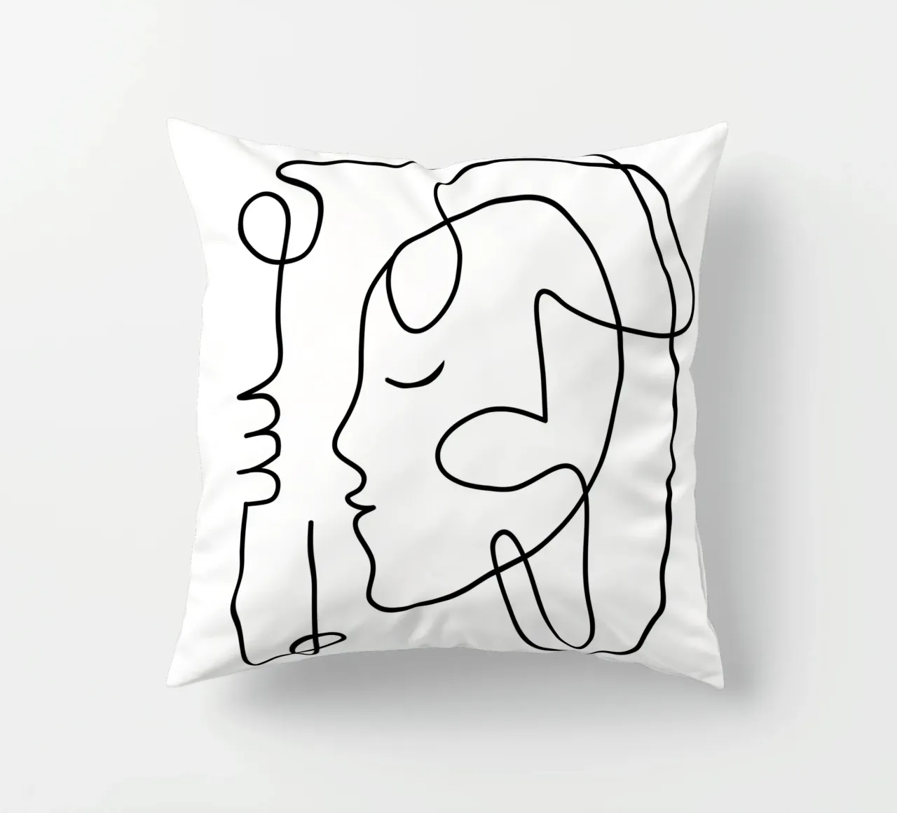 One Line Portrait 3 cuscino da Flow Line