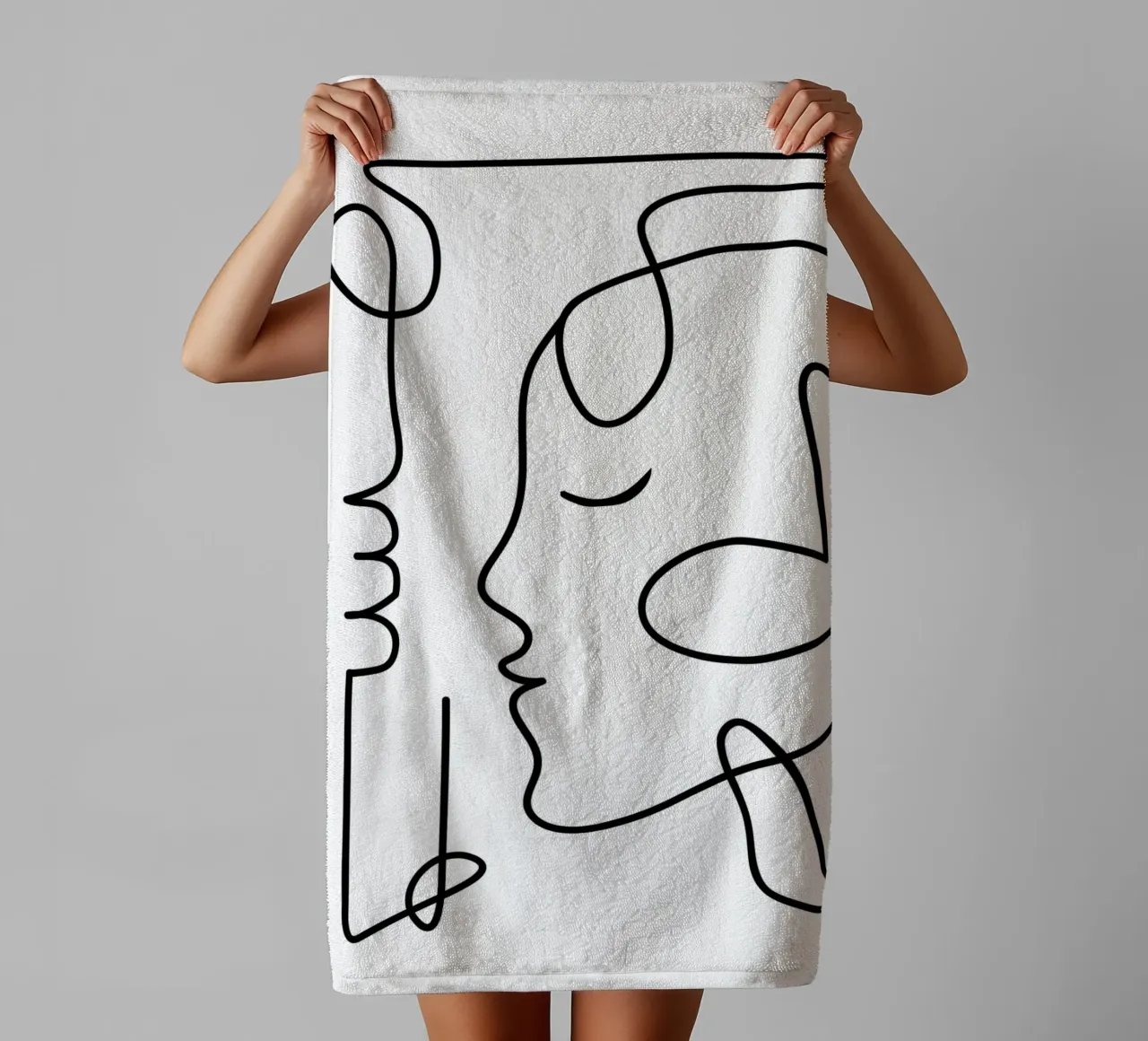 One Line Portrait 3 asciugamano da bagno da Flow Line