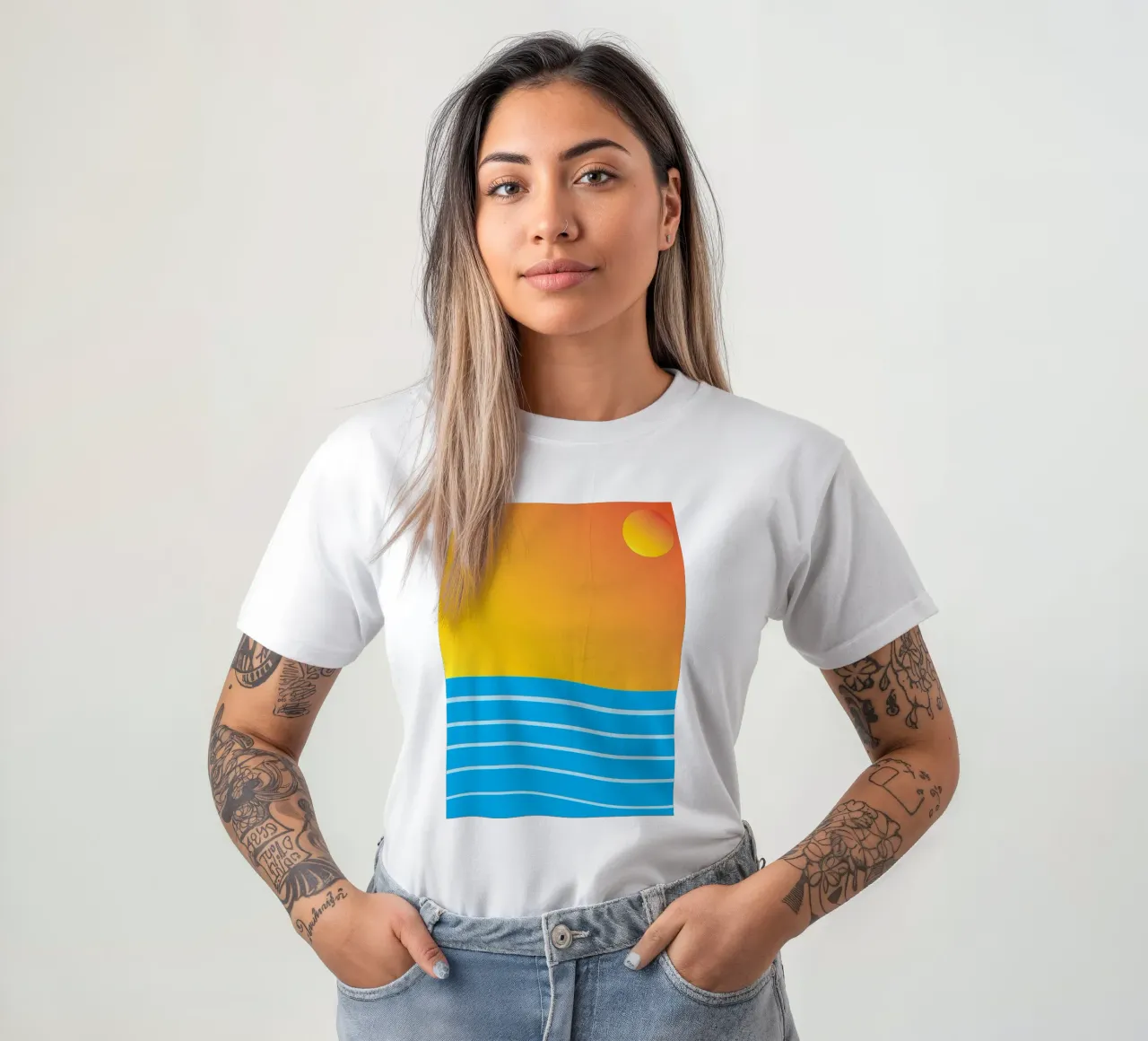 mare e sole colore vettoriale t-shirt da Plumpz