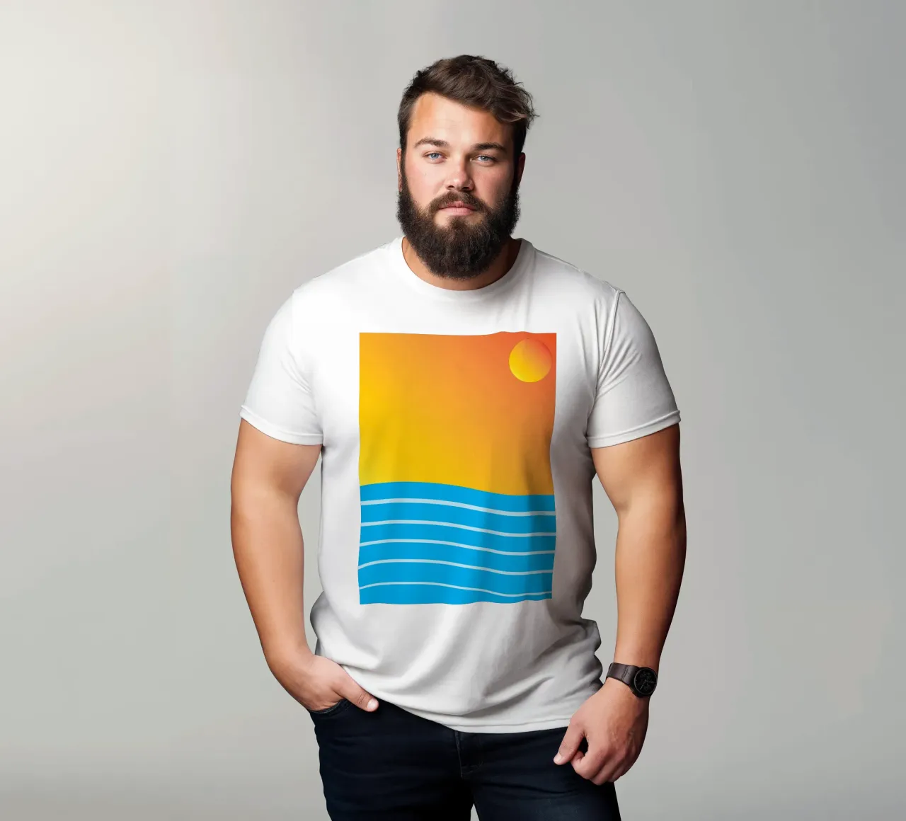 mare e sole colore vettoriale t-shirt da Plumpz