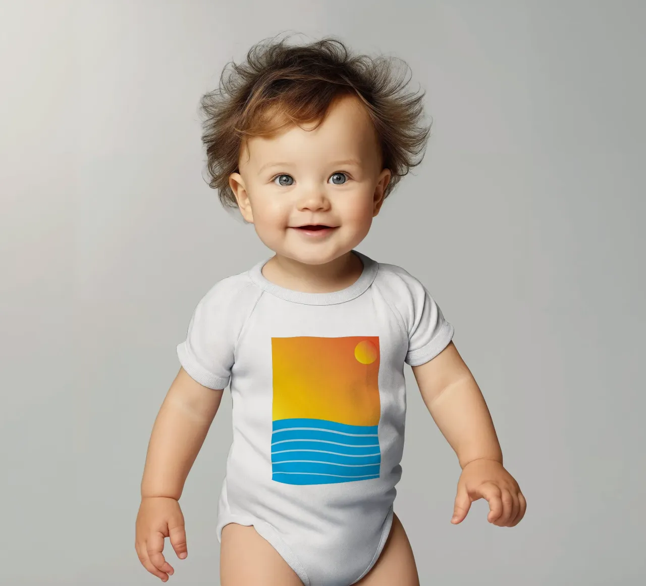 mare e sole colore vettoriale body neonato maniche corte da Plumpz