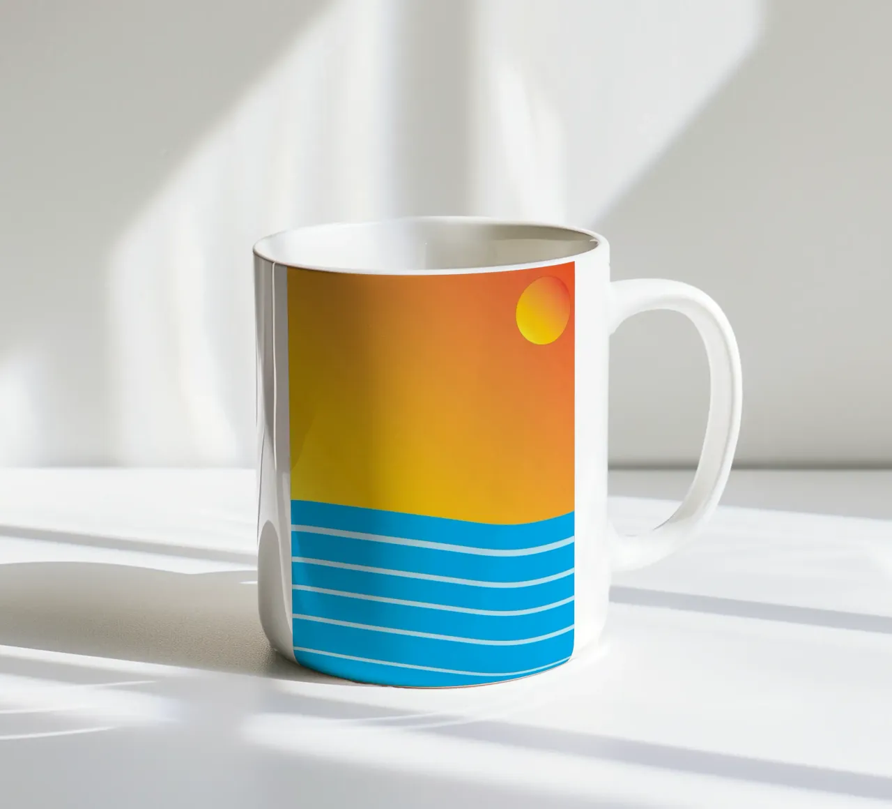 mare e sole colore vettoriale tazza in ceramica da Plumpz