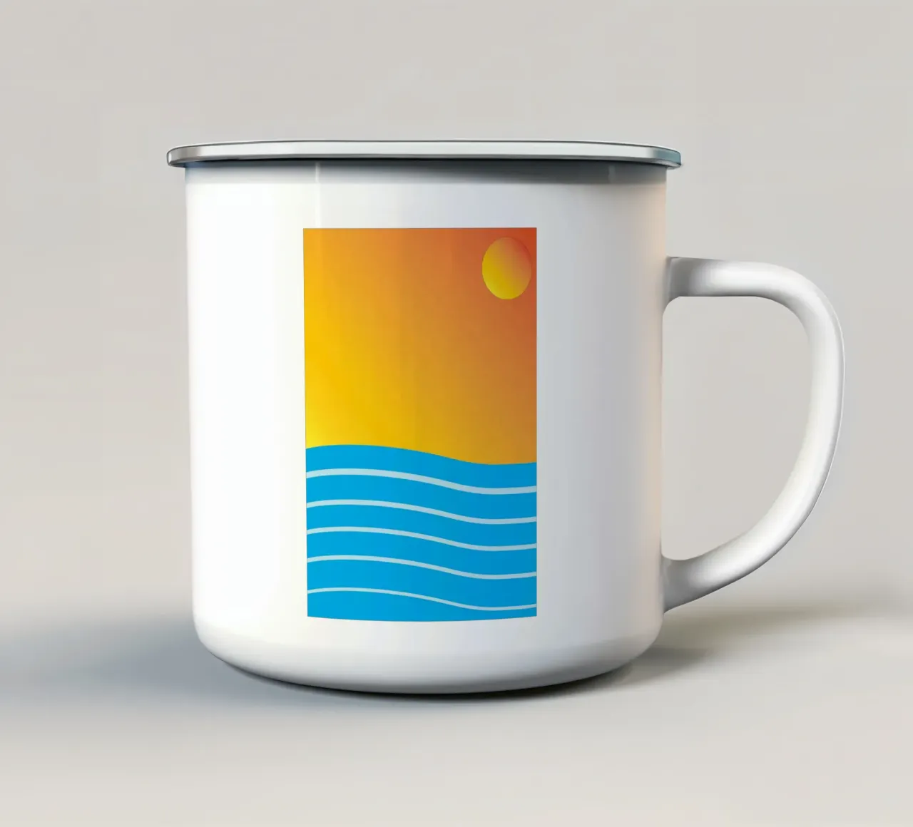 mare e sole colore vettoriale tazza in smalto da Plumpz