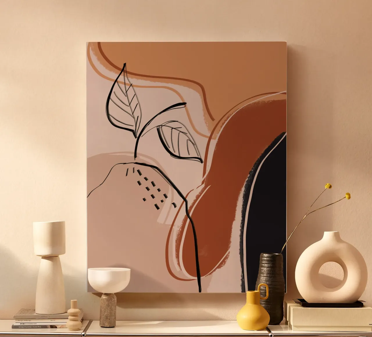 Aardetinten abstract var 3 canvas van Little Dean