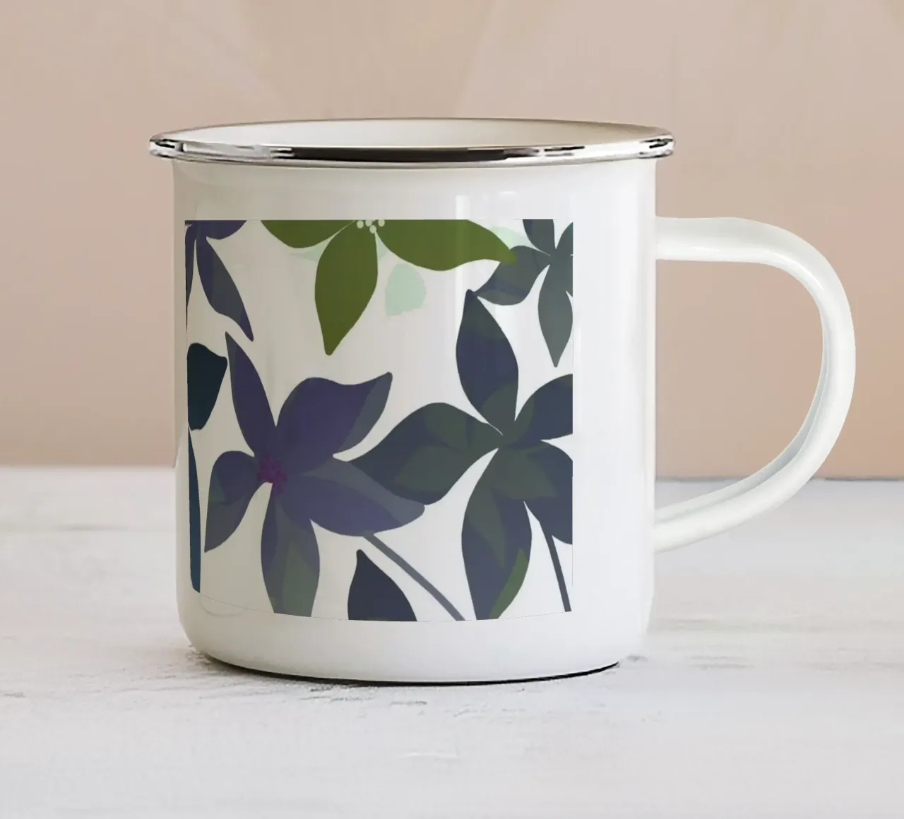 Foglie grandi tazza in smalto da beamorello