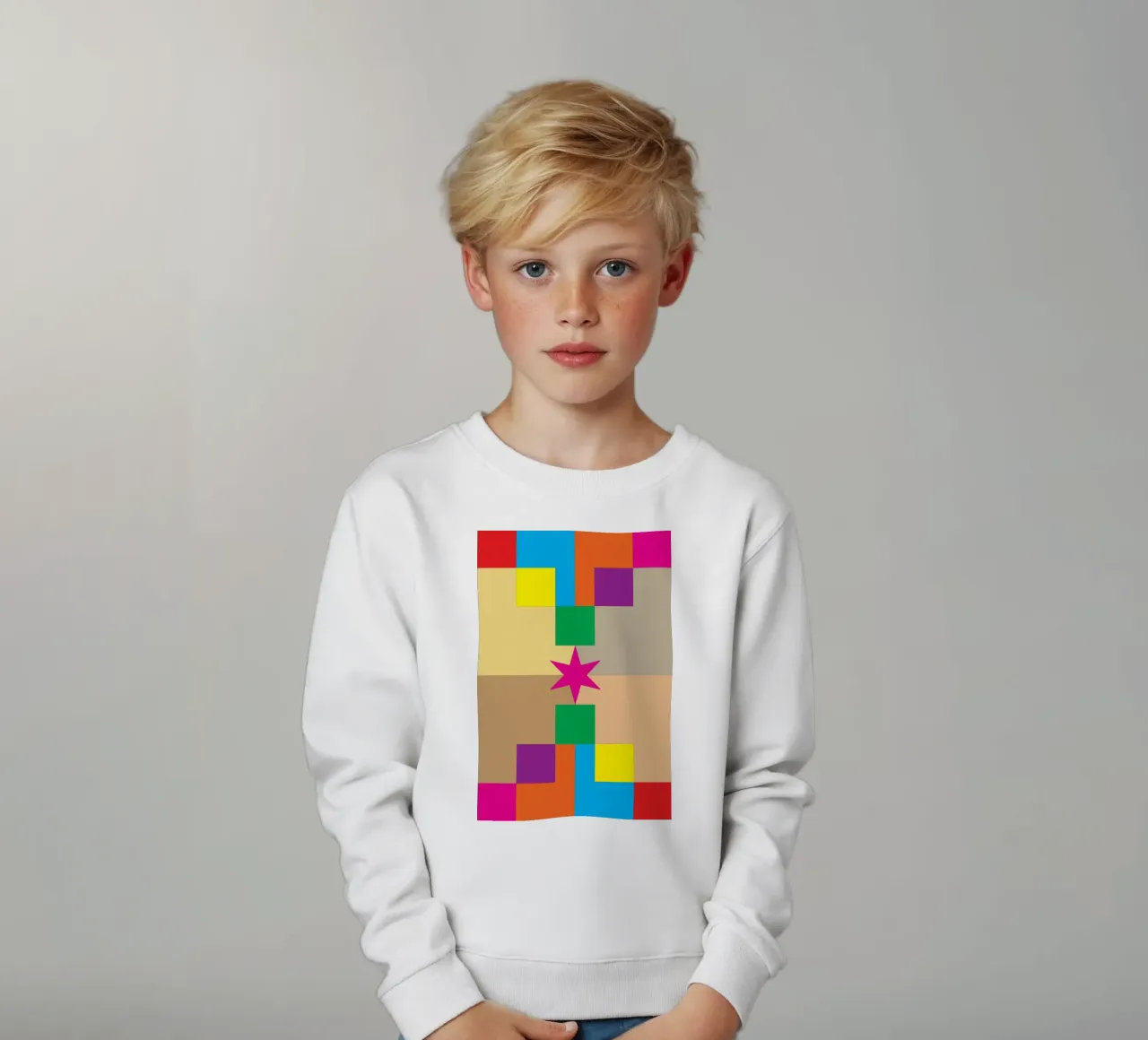 stella quadrata colore felpa bambino da Plumpz