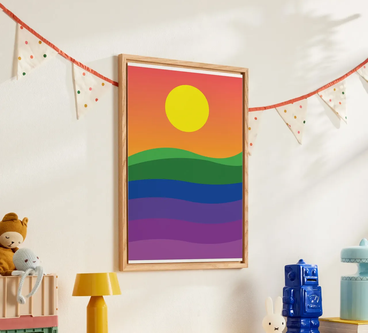 zonsondergang vector kleur acryl van Plumpz