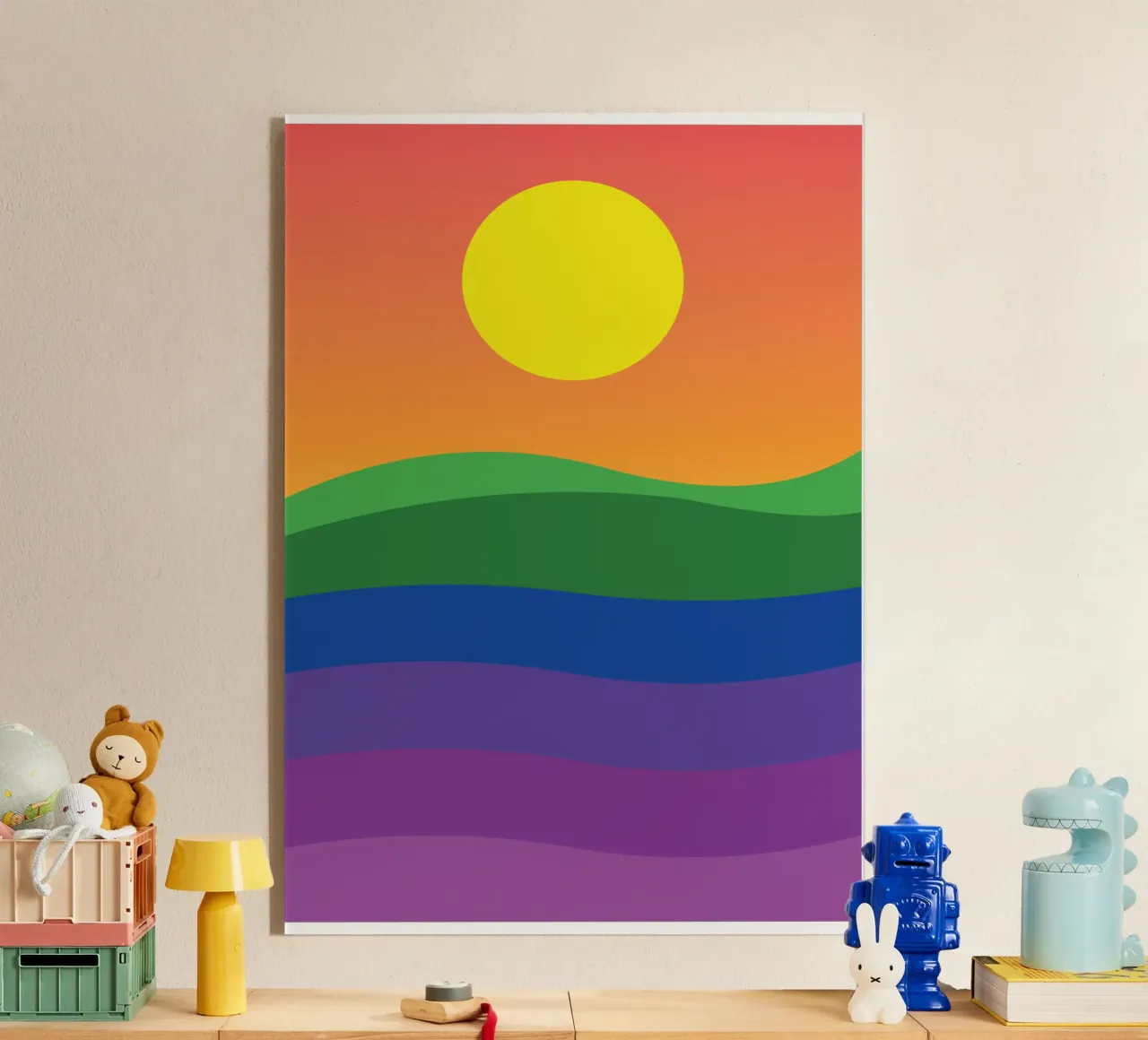 zonsondergang vector kleur acryl van Plumpz