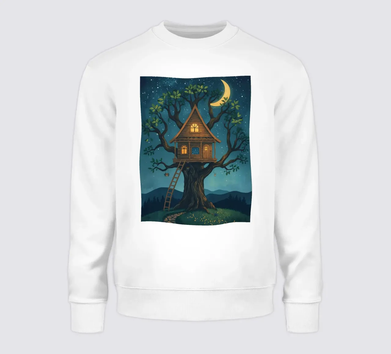 Casa sull'albero di legno di notte felpa da DesignDoodle