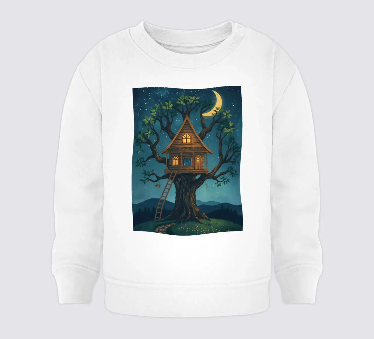 Casa sull'albero di legno di notte felpa neonato da DesignDoodle
