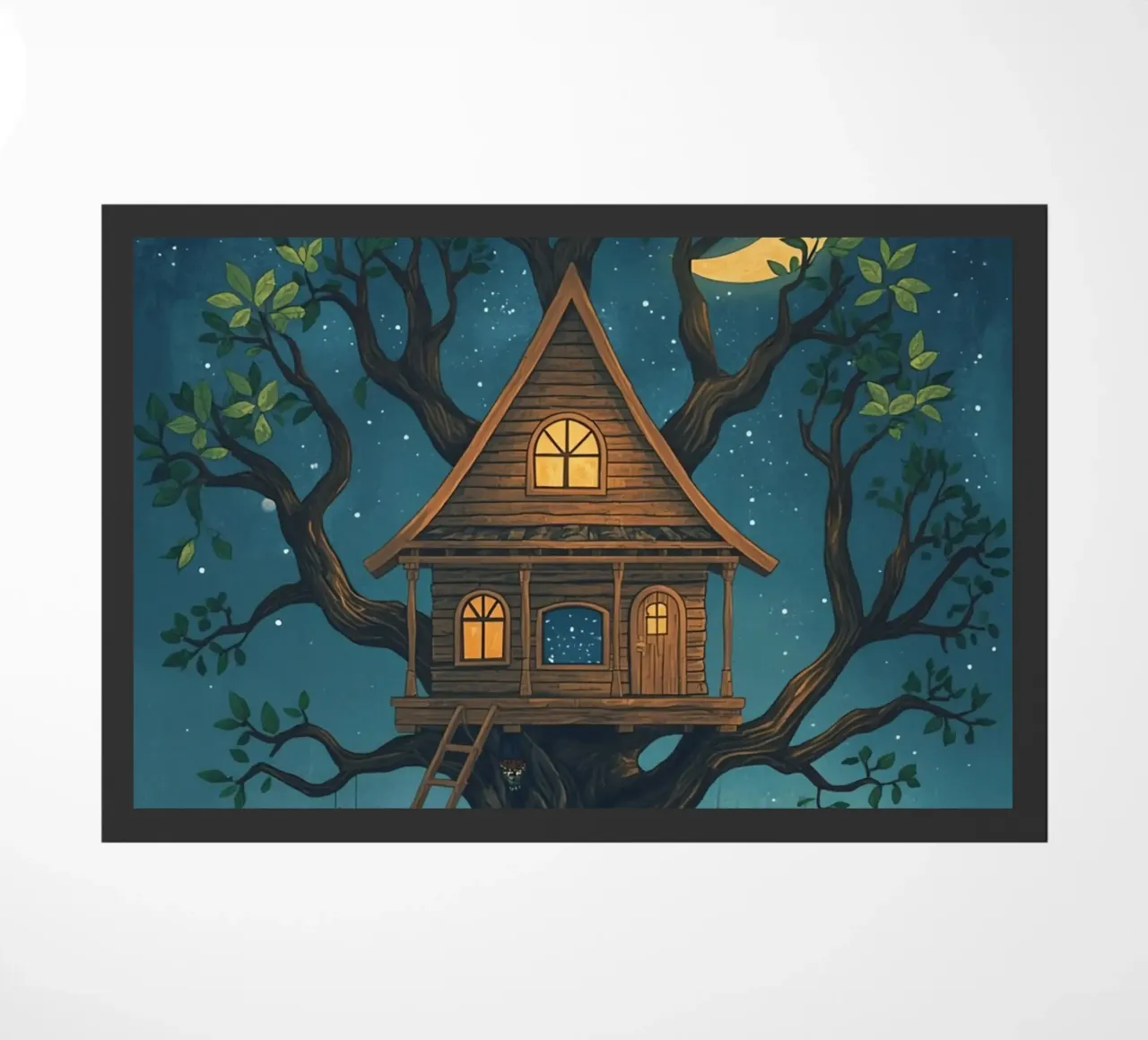 Casa sull'albero di legno di notte zerbino da DesignDoodle