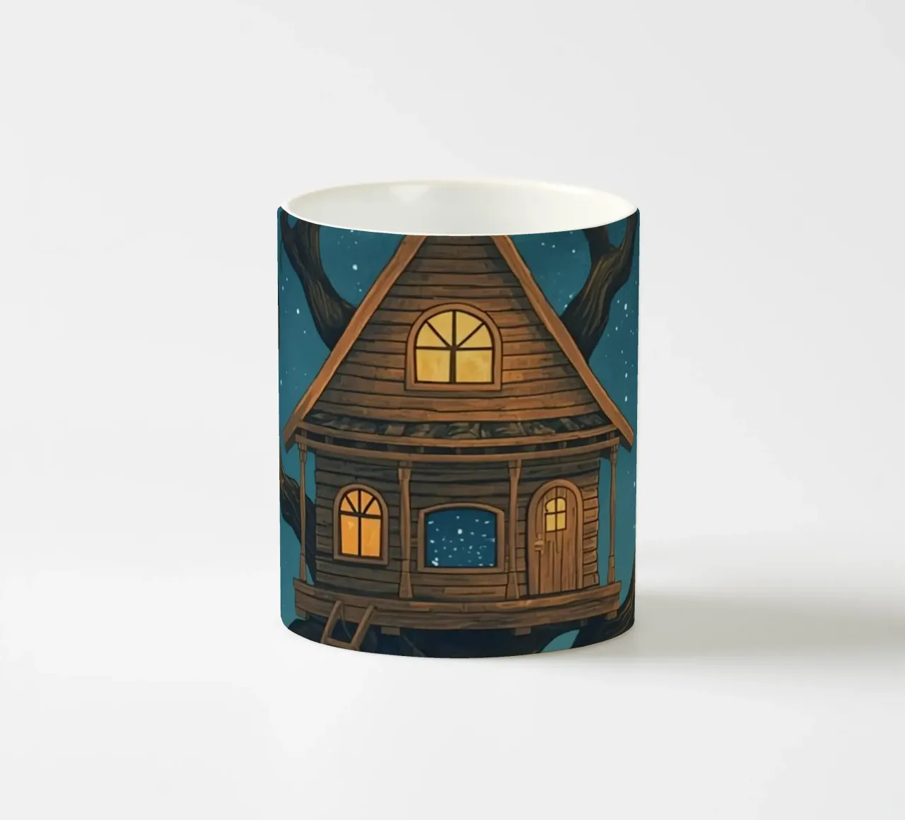 Casa sull'albero di legno di notte tazza in ceramica da DesignDoodle