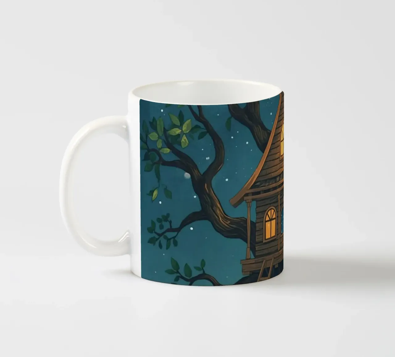 Casa sull'albero di legno di notte tazza in ceramica da DesignDoodle