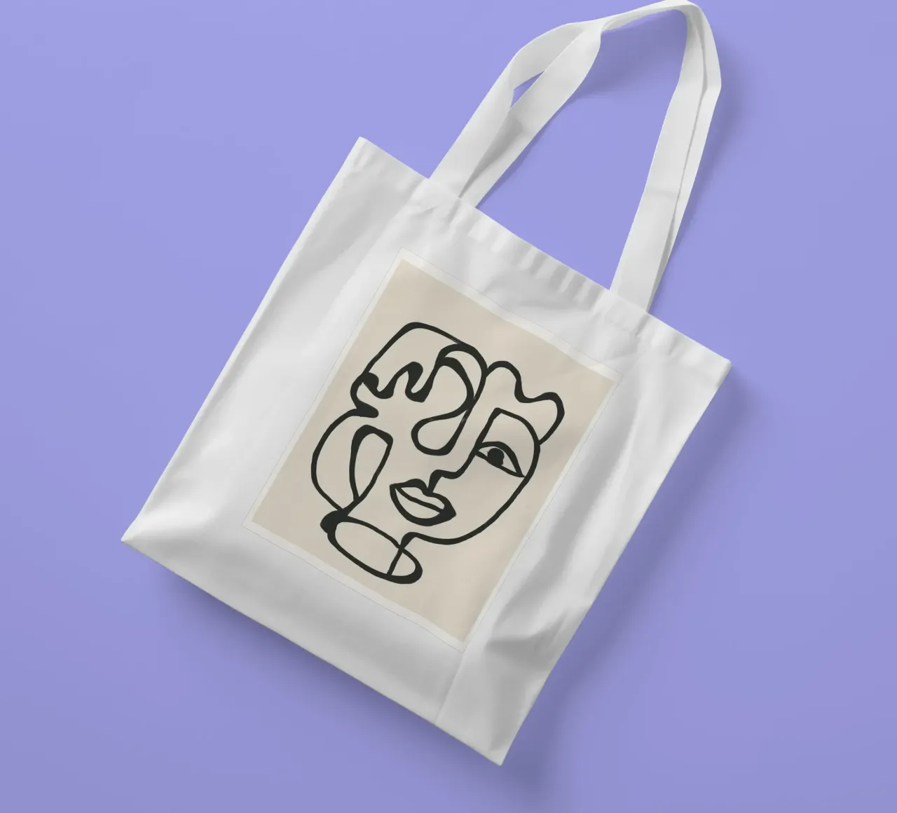 Minimal Abstract Art 2 borsa in juta da Nadjaa