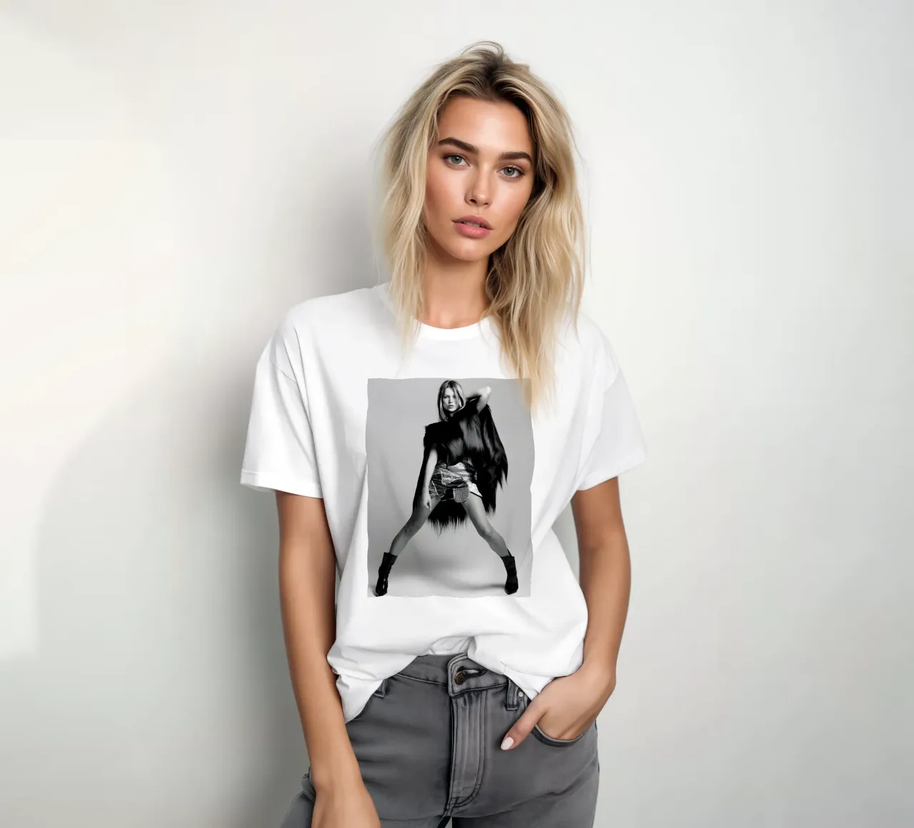 Ragazza alla moda t-shirt da vintage singer