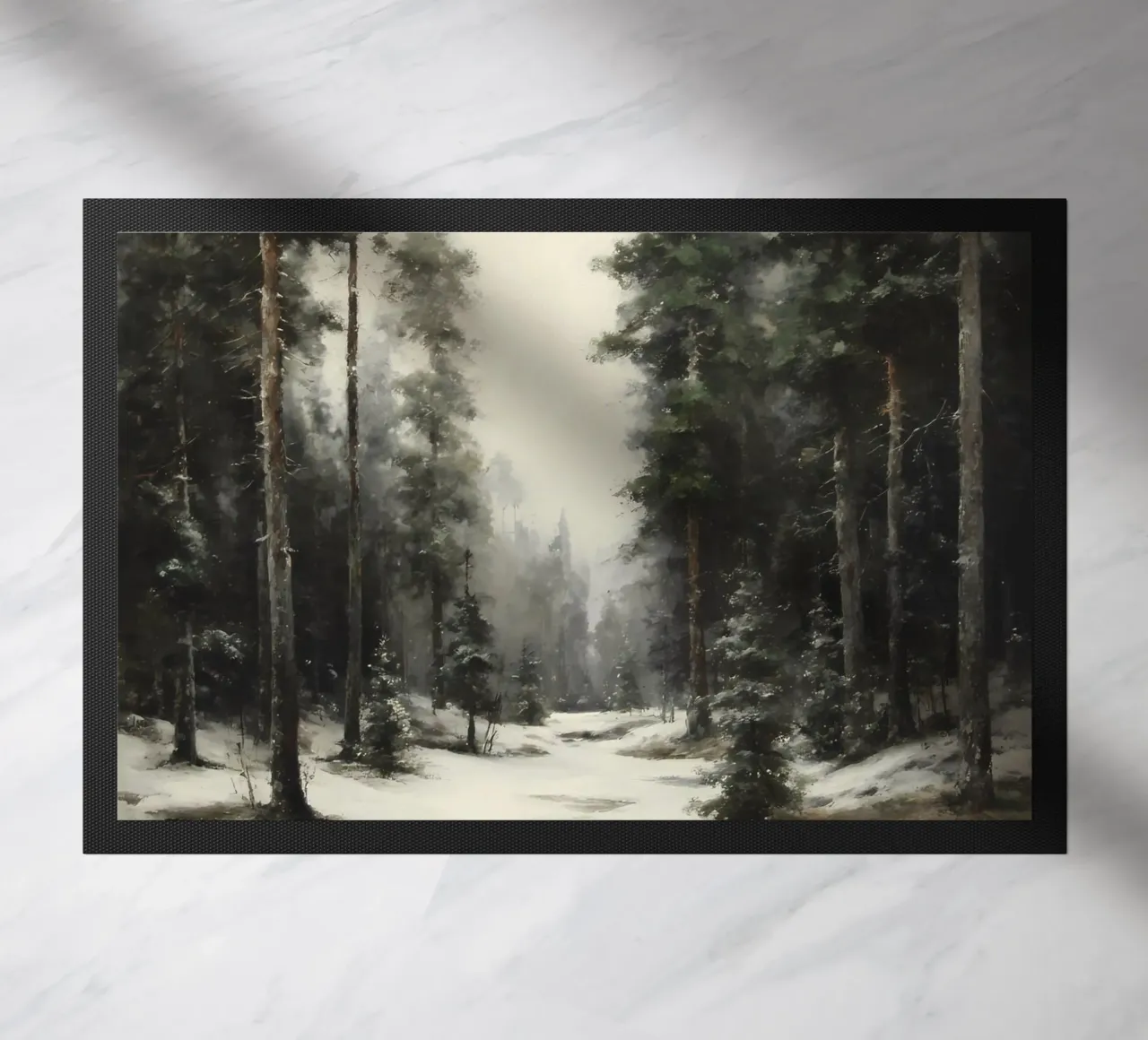 Winter Pine Forest doormat by IamHomeStudio