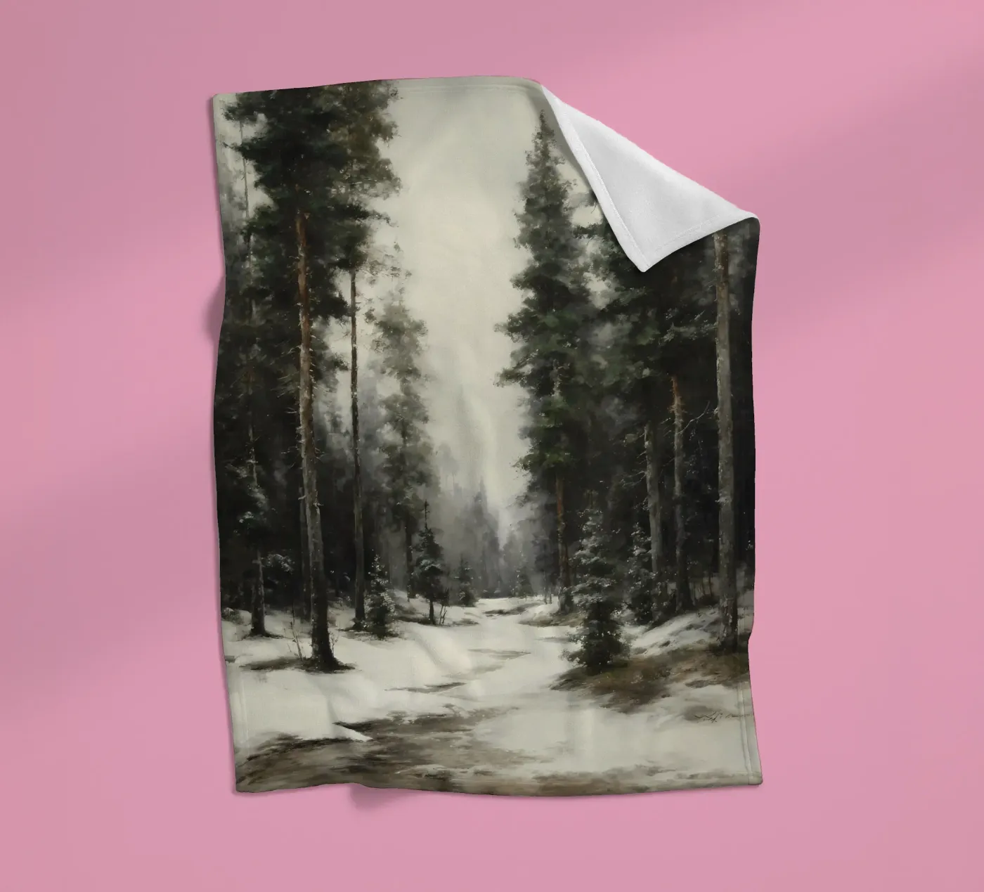 Winter Pine Forest fleecedeken van IamHomeStudio