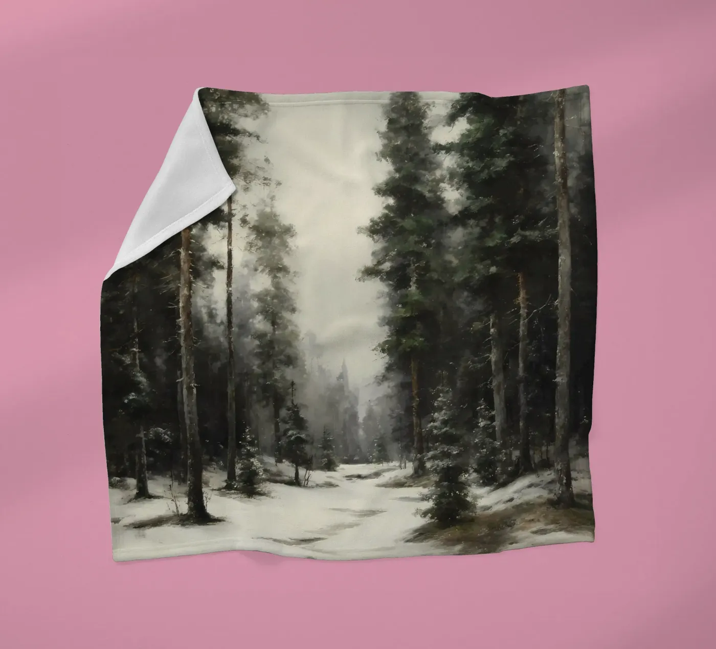 Winter Pine Forest fleecedeken van IamHomeStudio