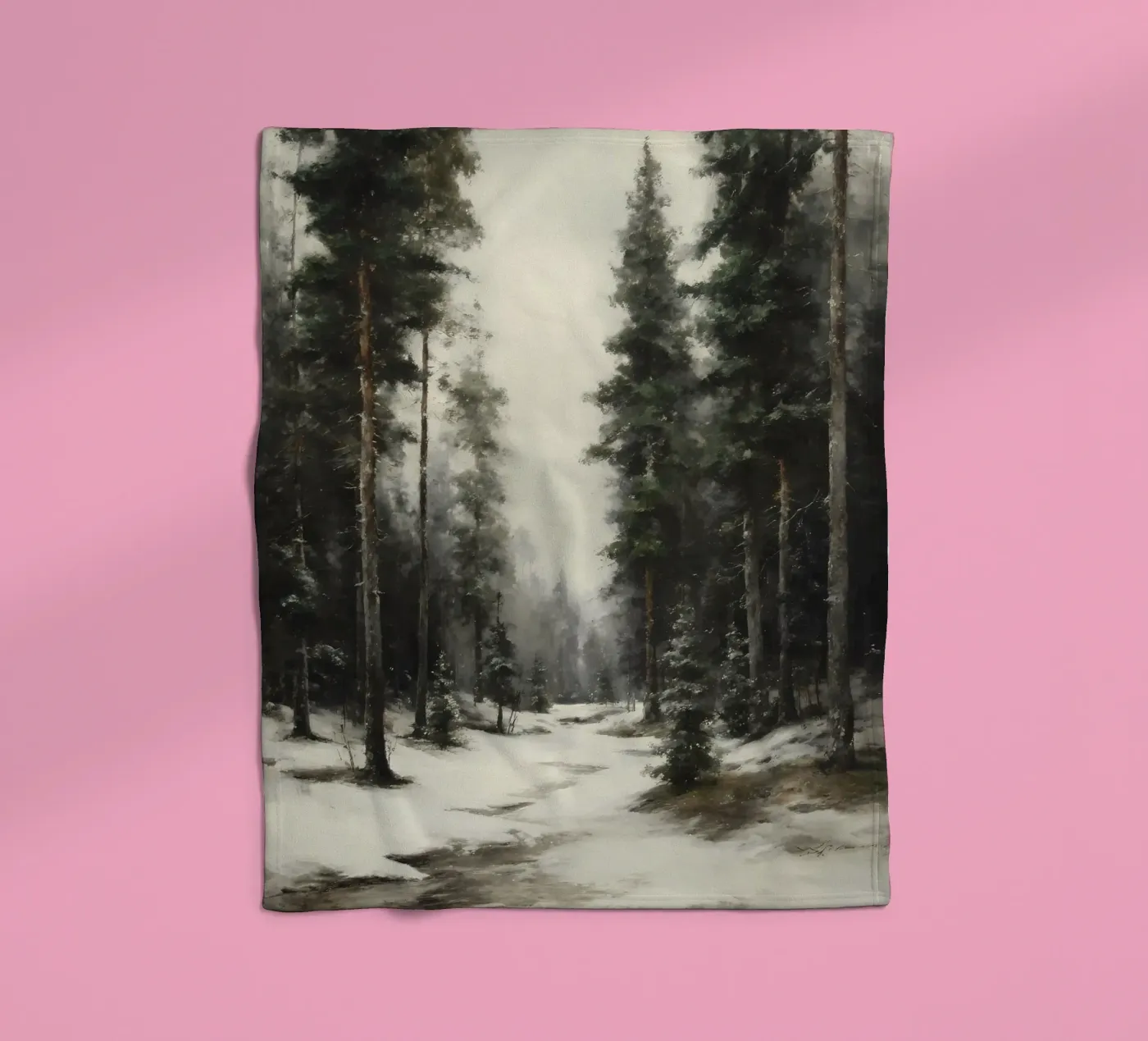 Winter Pine Forest fleecedeken van IamHomeStudio