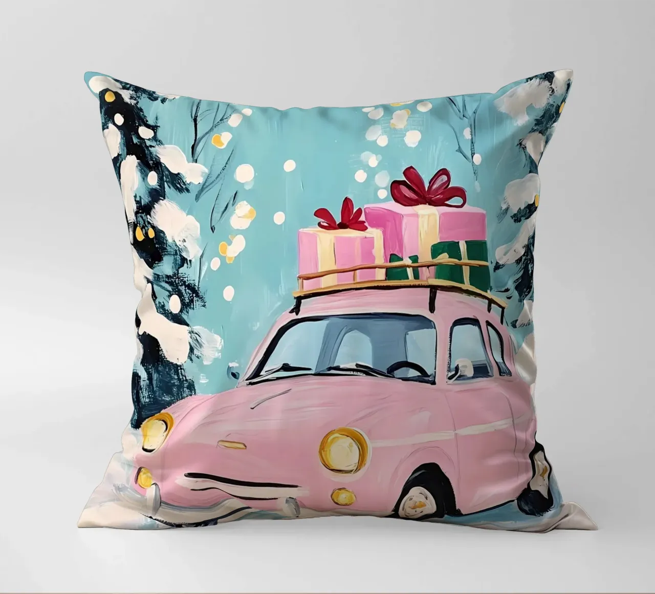 Auto di Natale rosa cuscino da IamHomeStudio