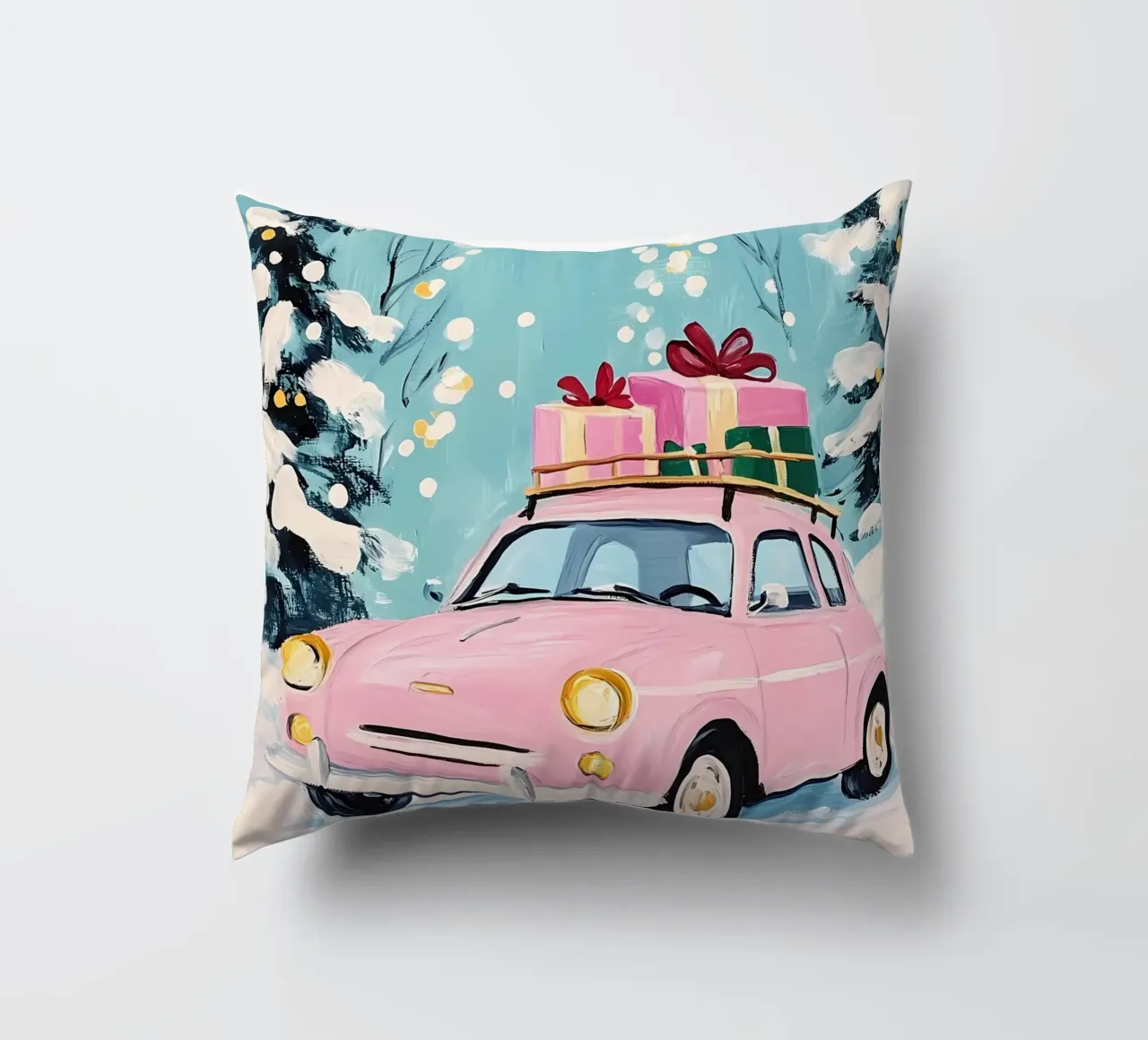 Auto di Natale rosa cuscino da IamHomeStudio