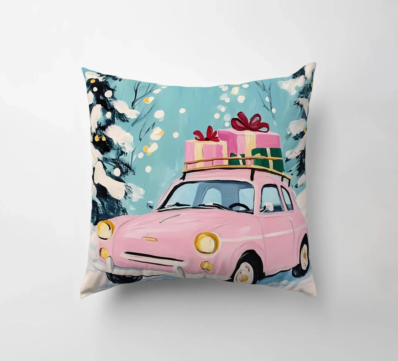Auto di Natale rosa cuscino da IamHomeStudio