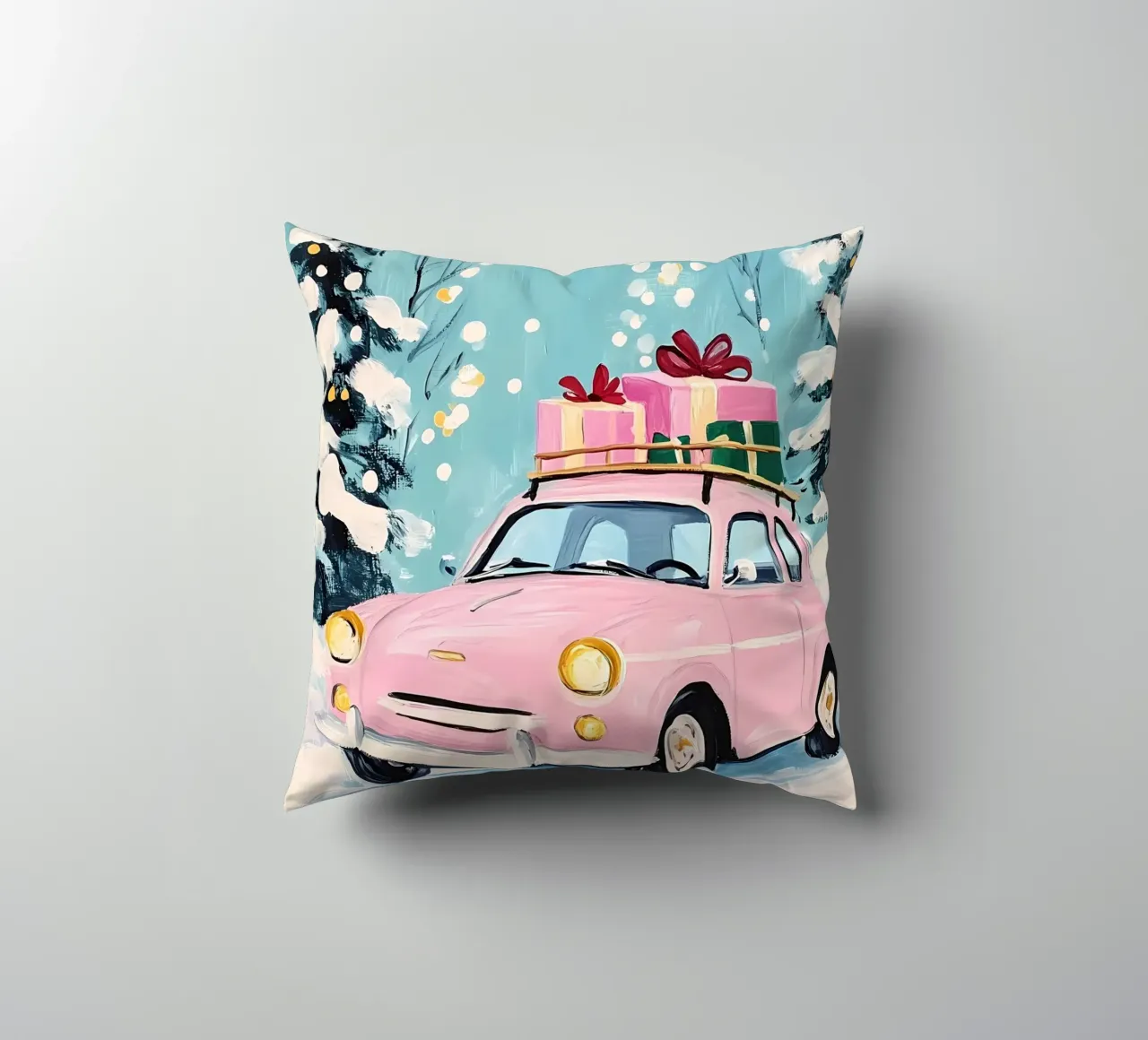 Auto di Natale rosa cuscino da IamHomeStudio