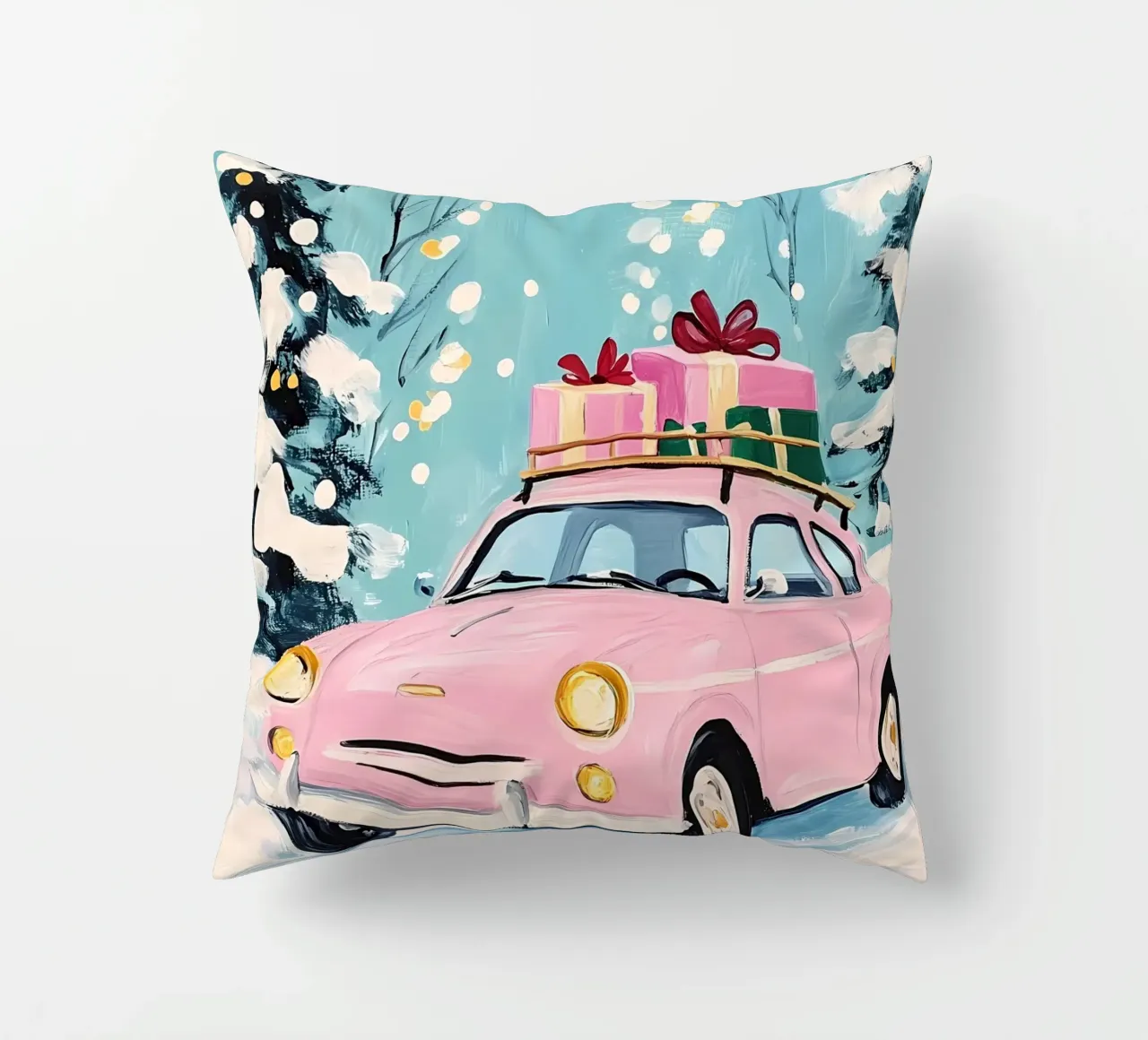 Auto di Natale rosa cuscino da IamHomeStudio