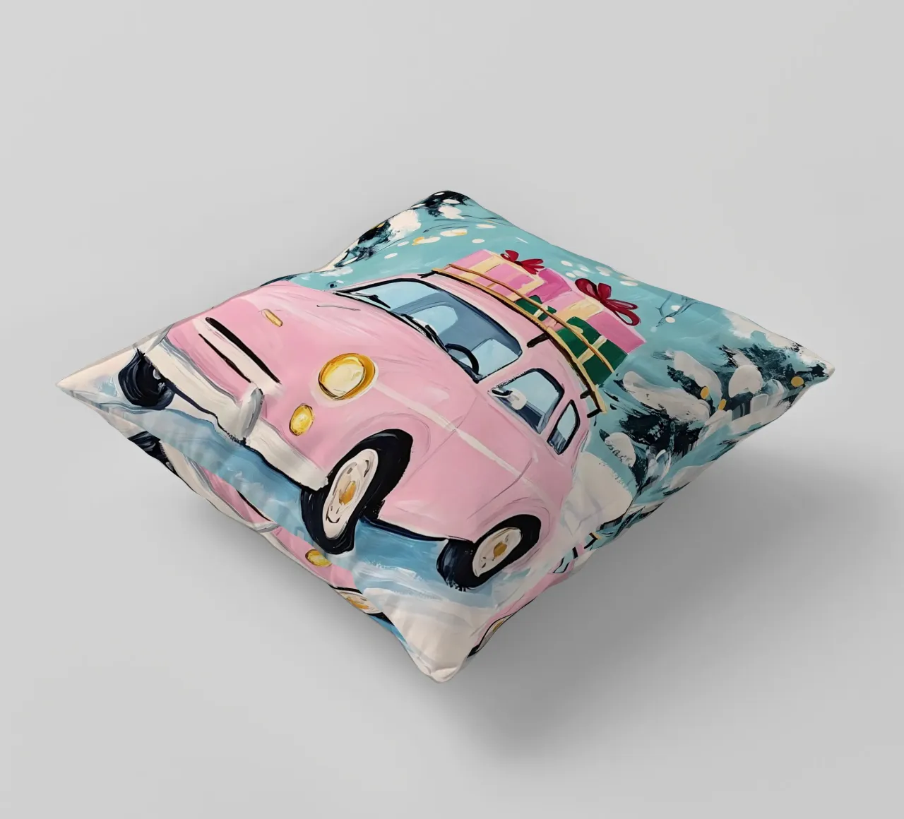 Auto di Natale rosa cuscino da IamHomeStudio