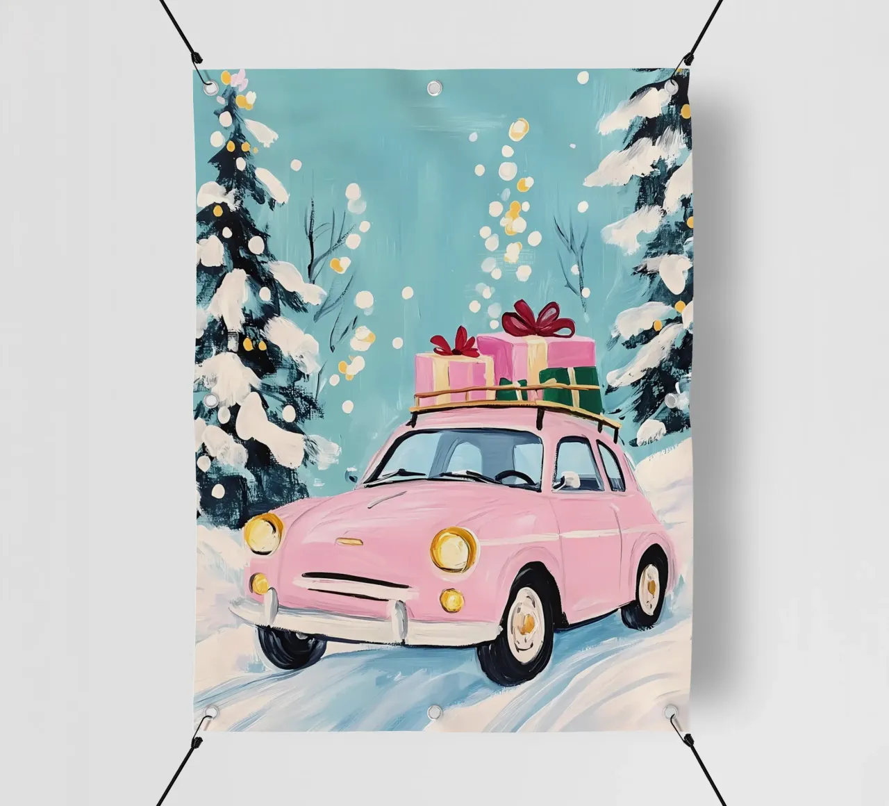 Auto di Natale rosa telo in pvc da IamHomeStudio
