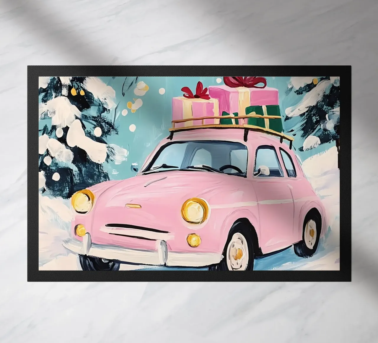 Auto di Natale rosa zerbino da IamHomeStudio