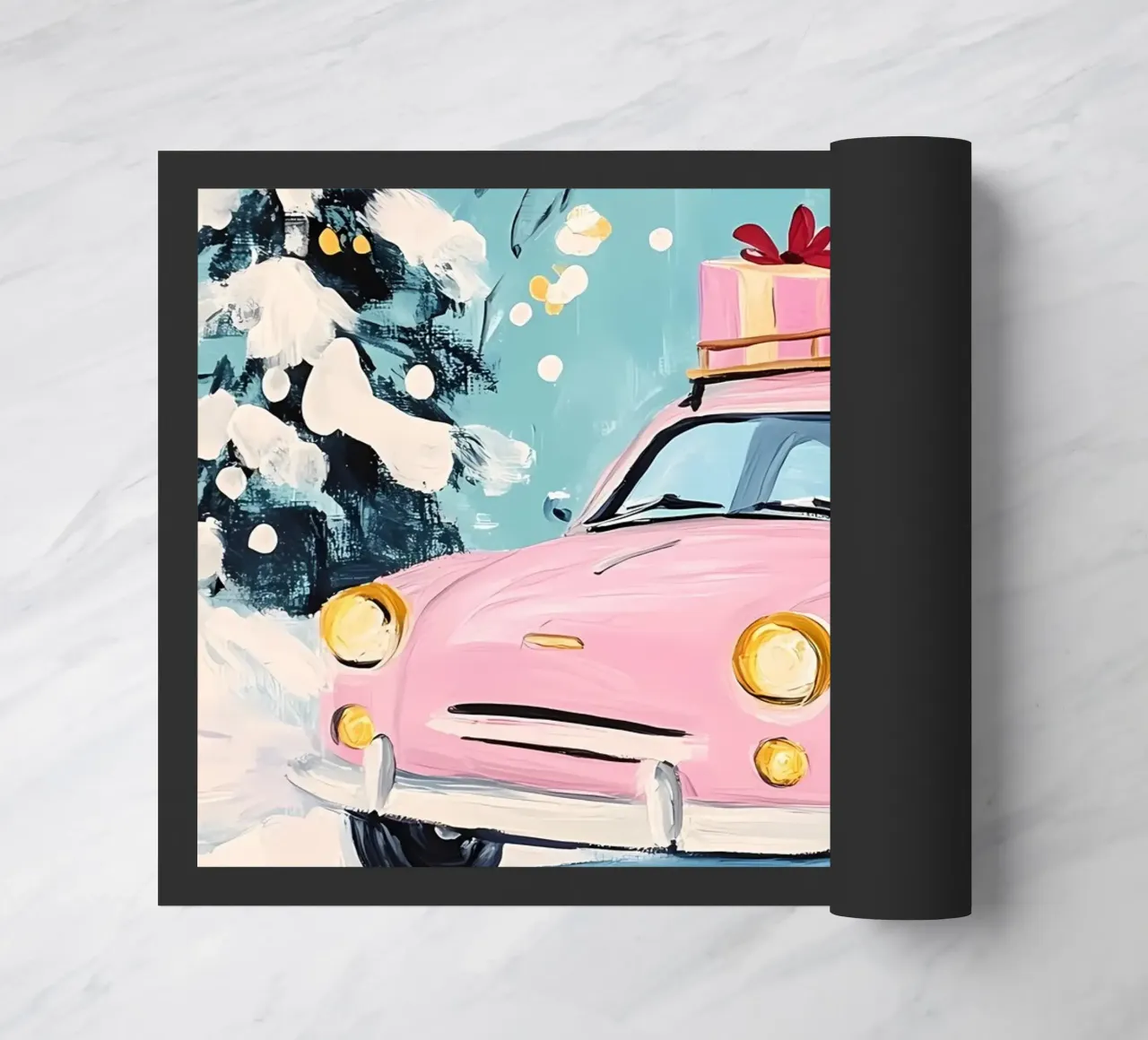 Auto di Natale rosa zerbino da IamHomeStudio