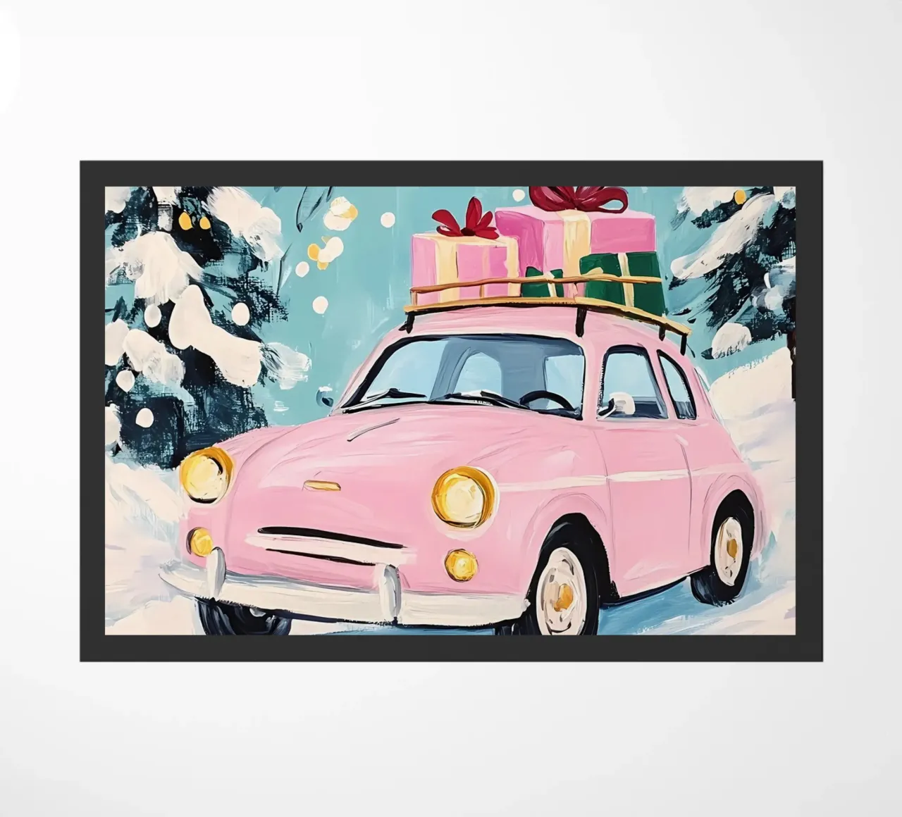 Auto di Natale rosa zerbino da IamHomeStudio