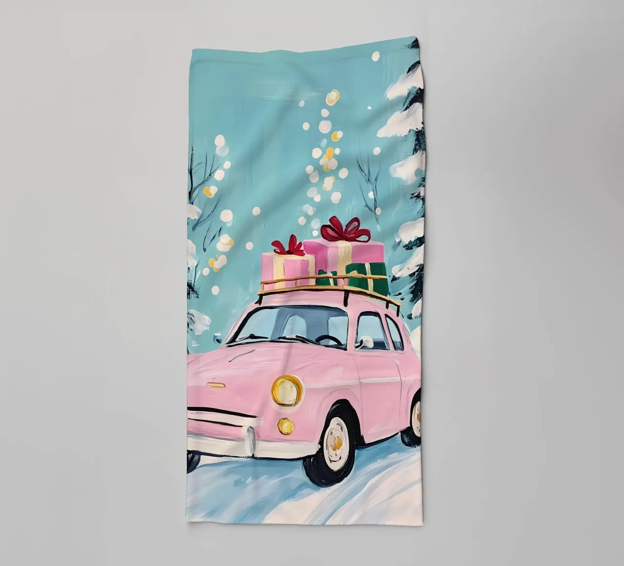 Auto di Natale rosa asciugamano da bagno da IamHomeStudio