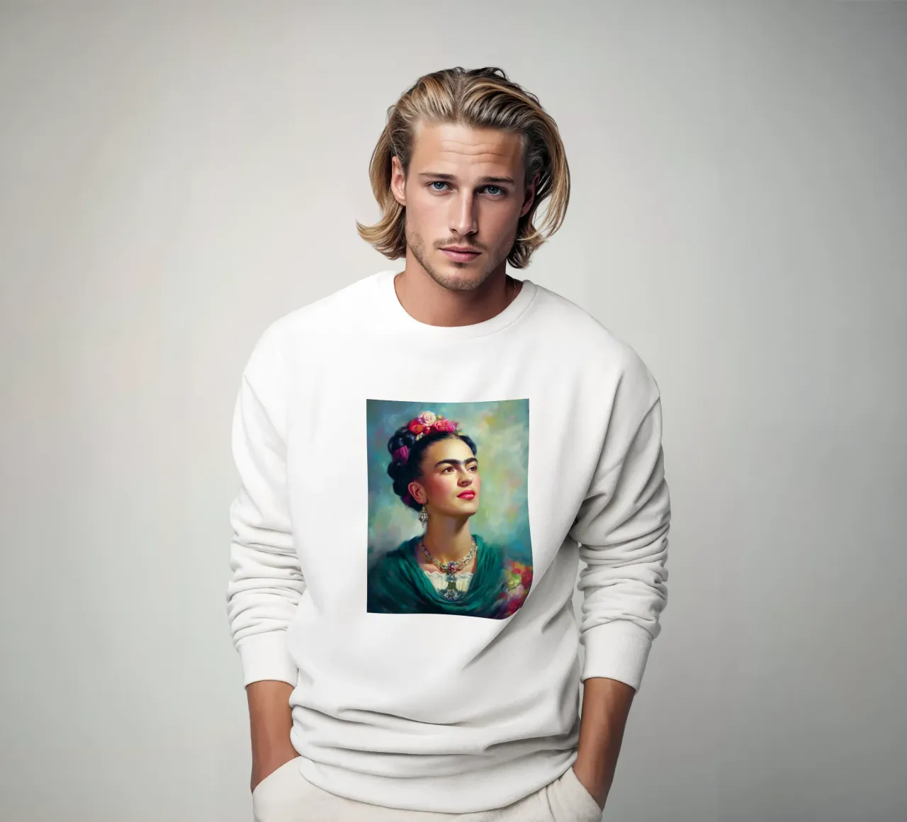 Ritratto floreale di Frida Kahlo felpa da Carinaprint