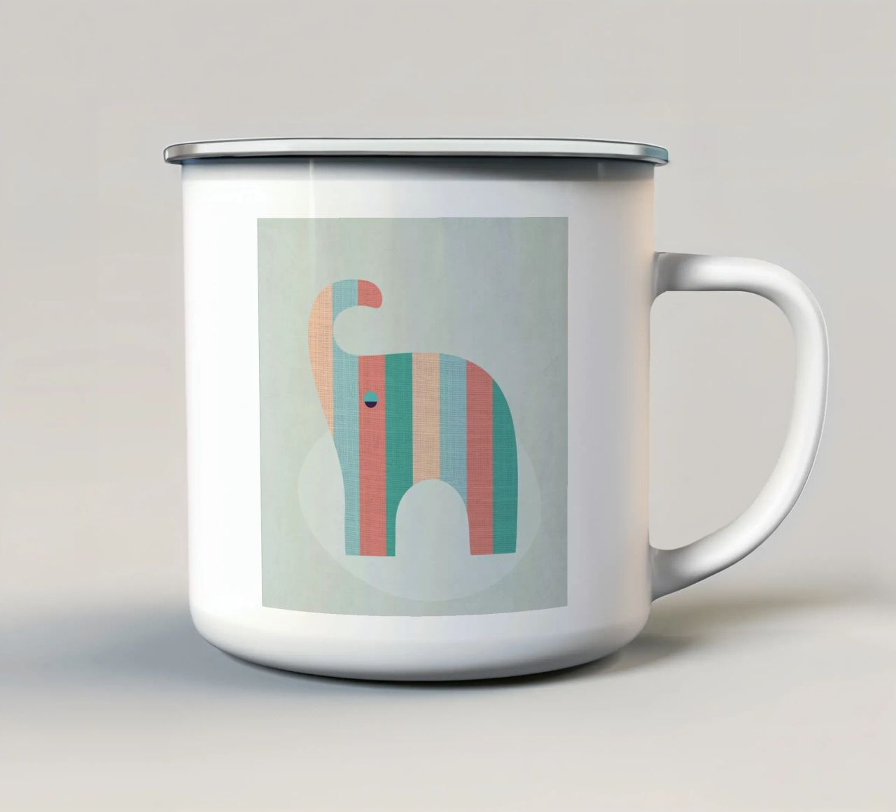 Simpatico elefante a strisce tazza in smalto da Kim Hubball Studio